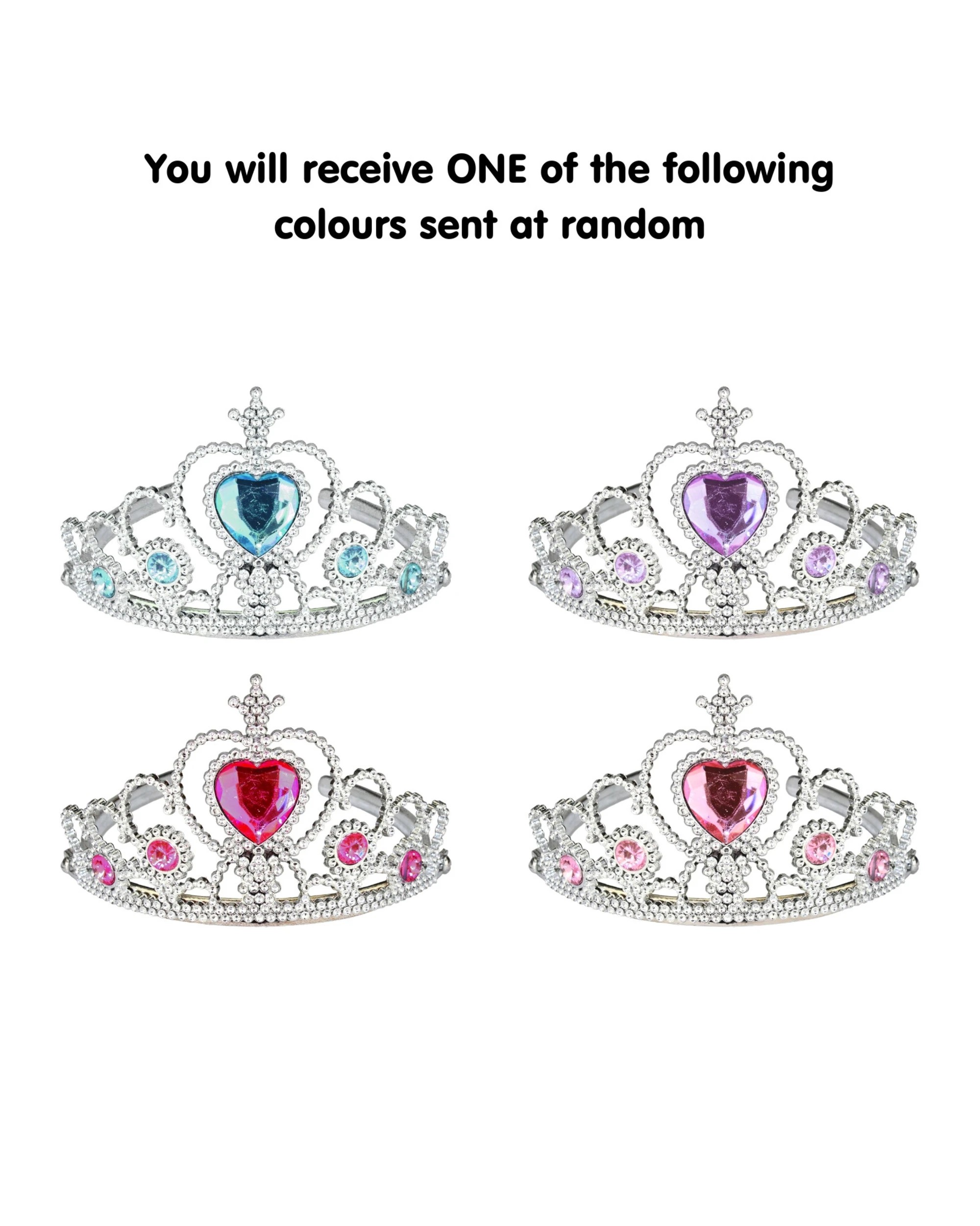 2 Party Planet Silver Princess Heart Gem Tiara Assorted, 2 of 4