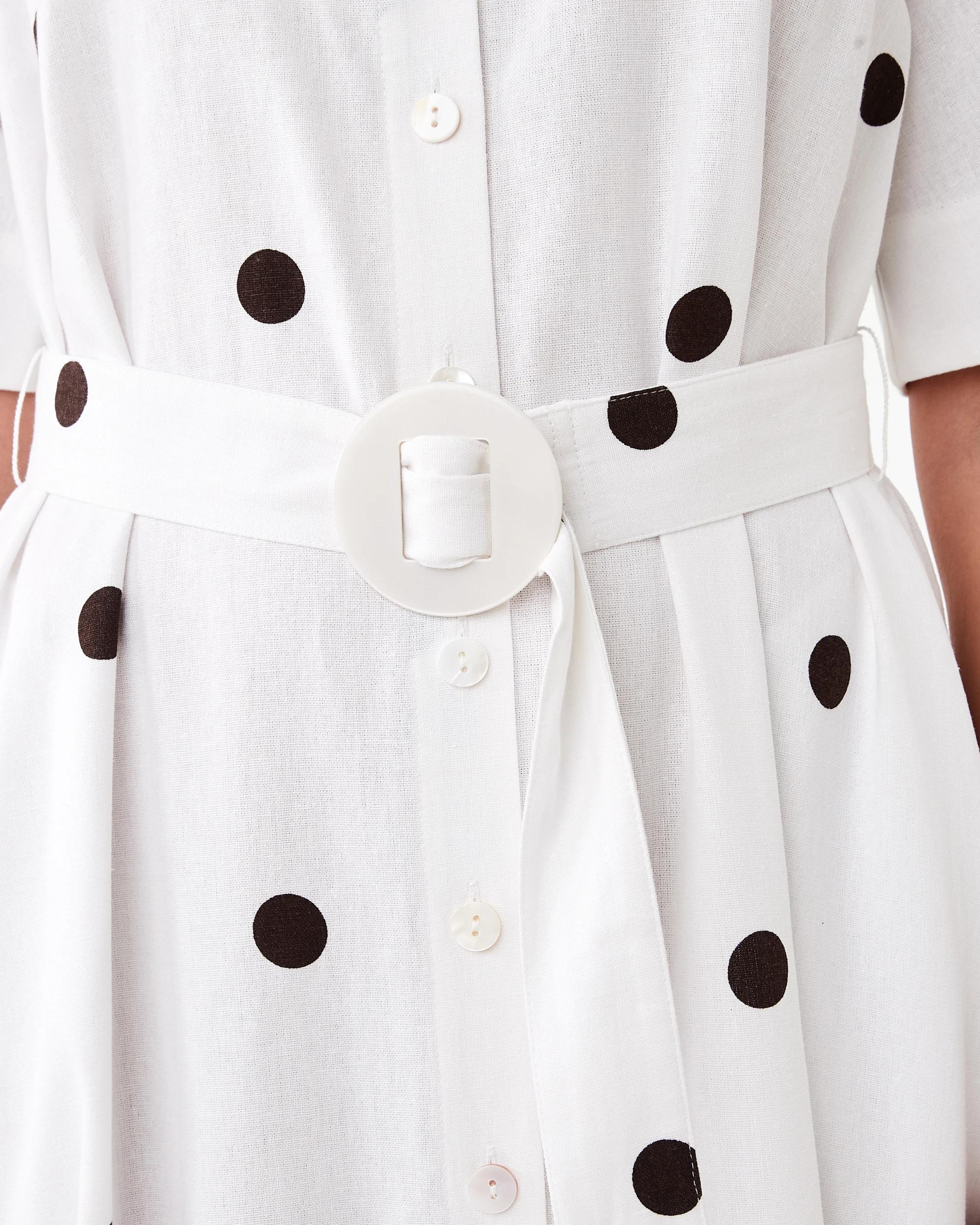 7 Short Sleeve Belted Midi Shirt Dress Choc Spot, 7 of 8