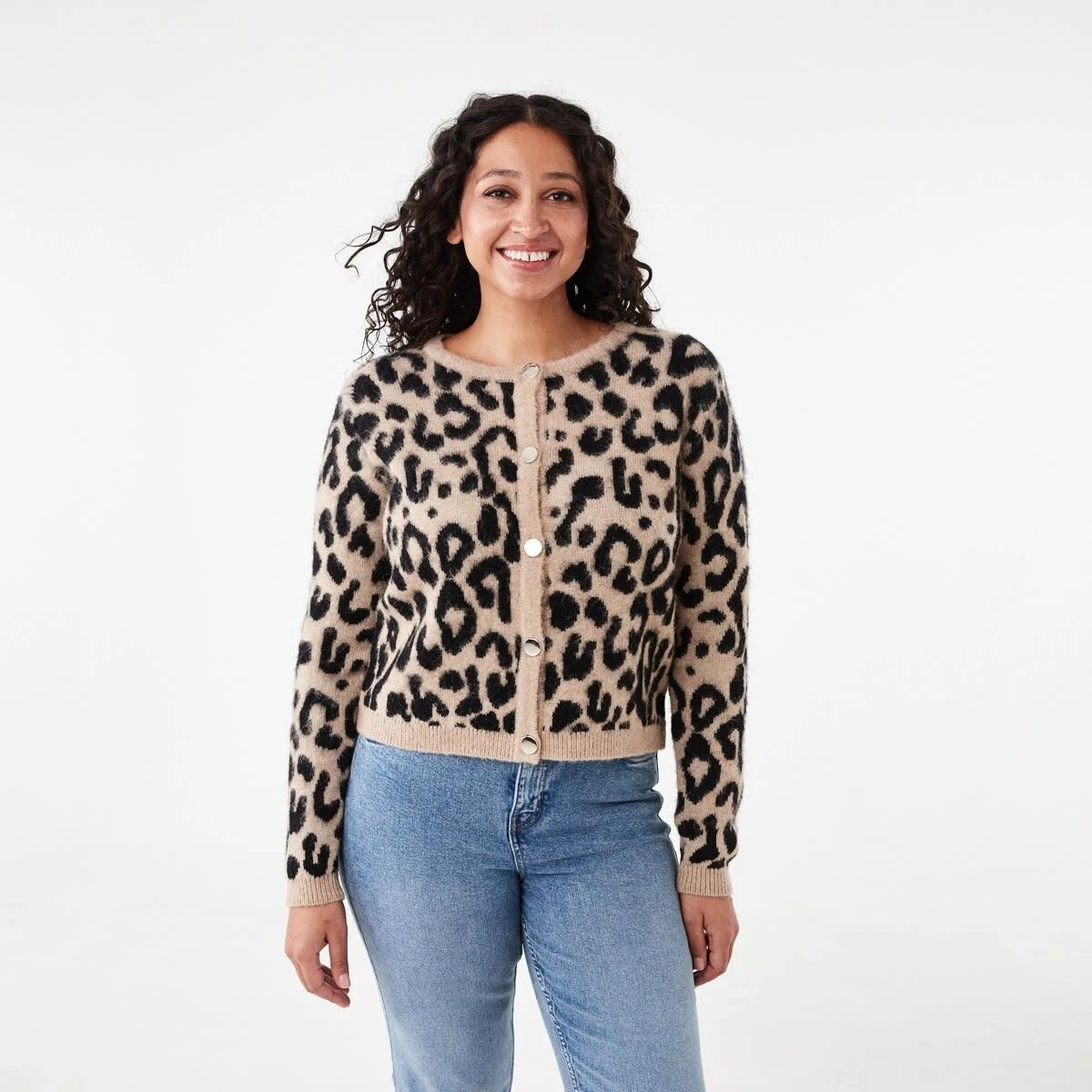 1 Fluffy Animal Cardigan Leopard, 1 of 6