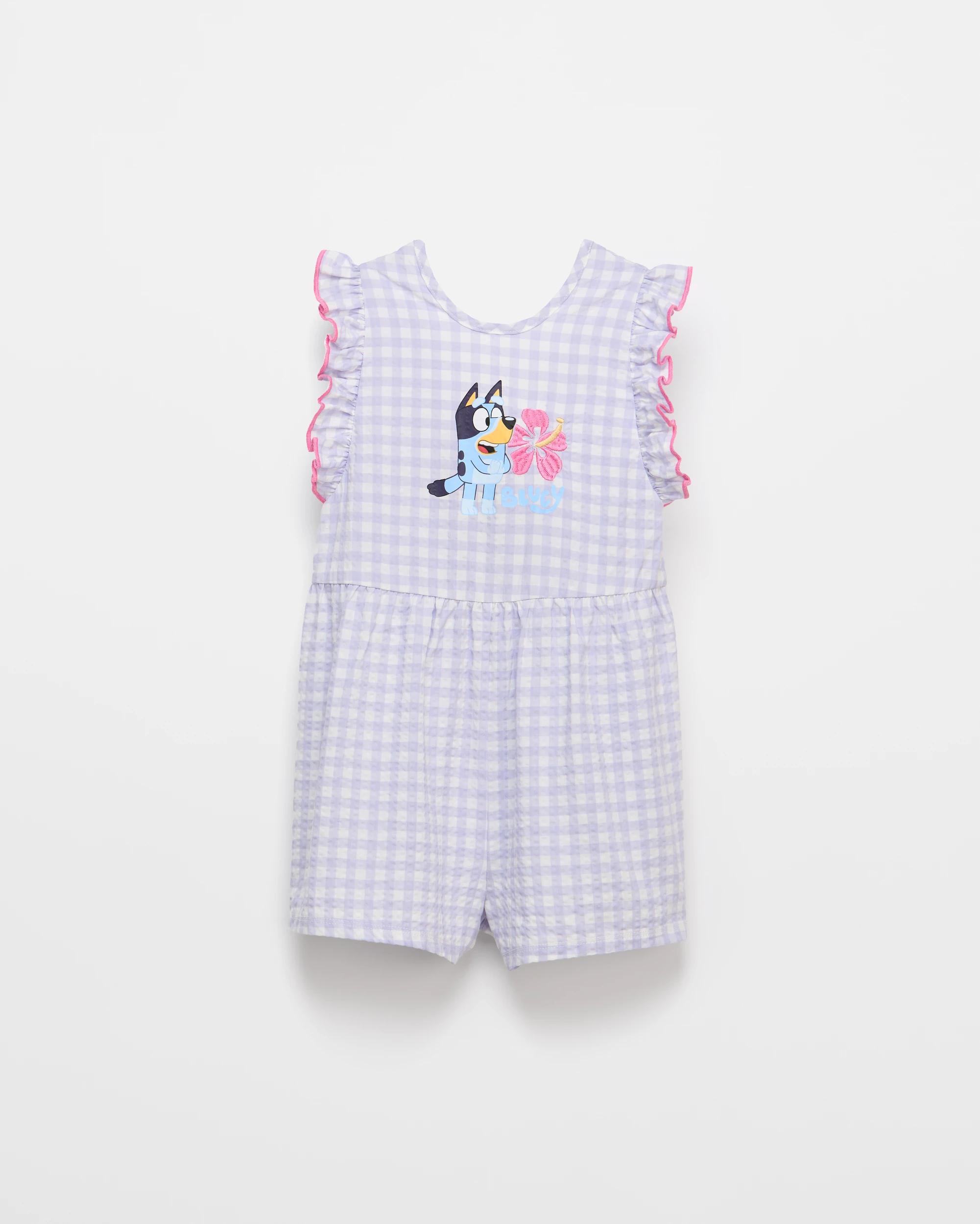 1 Bluey Playsuit LILAC GINGHAM, 1 of 2