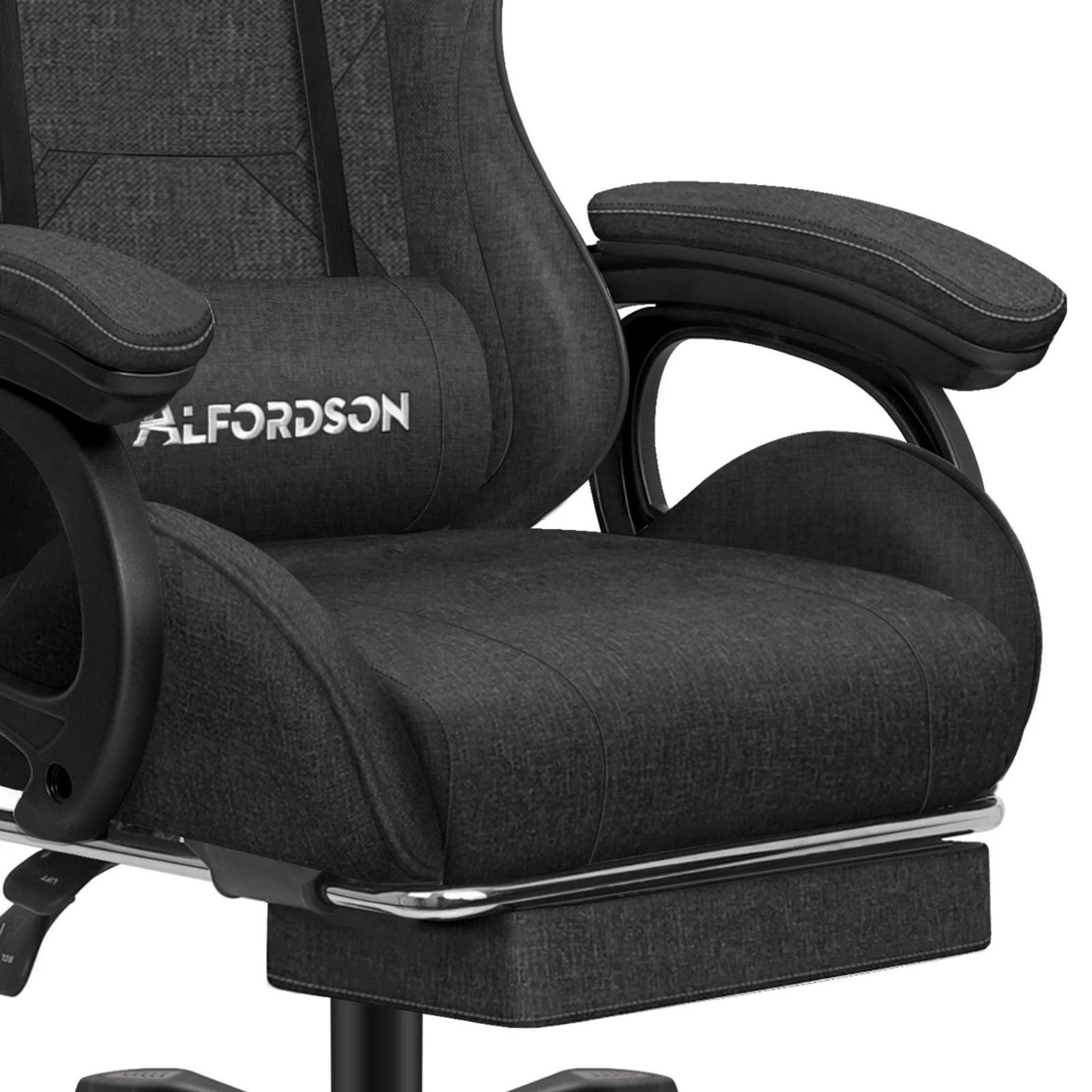 8 Alfordson Gaming Chair Office Massage Computer Fabric Racing Seat Footrest - Grey, 8 of 10