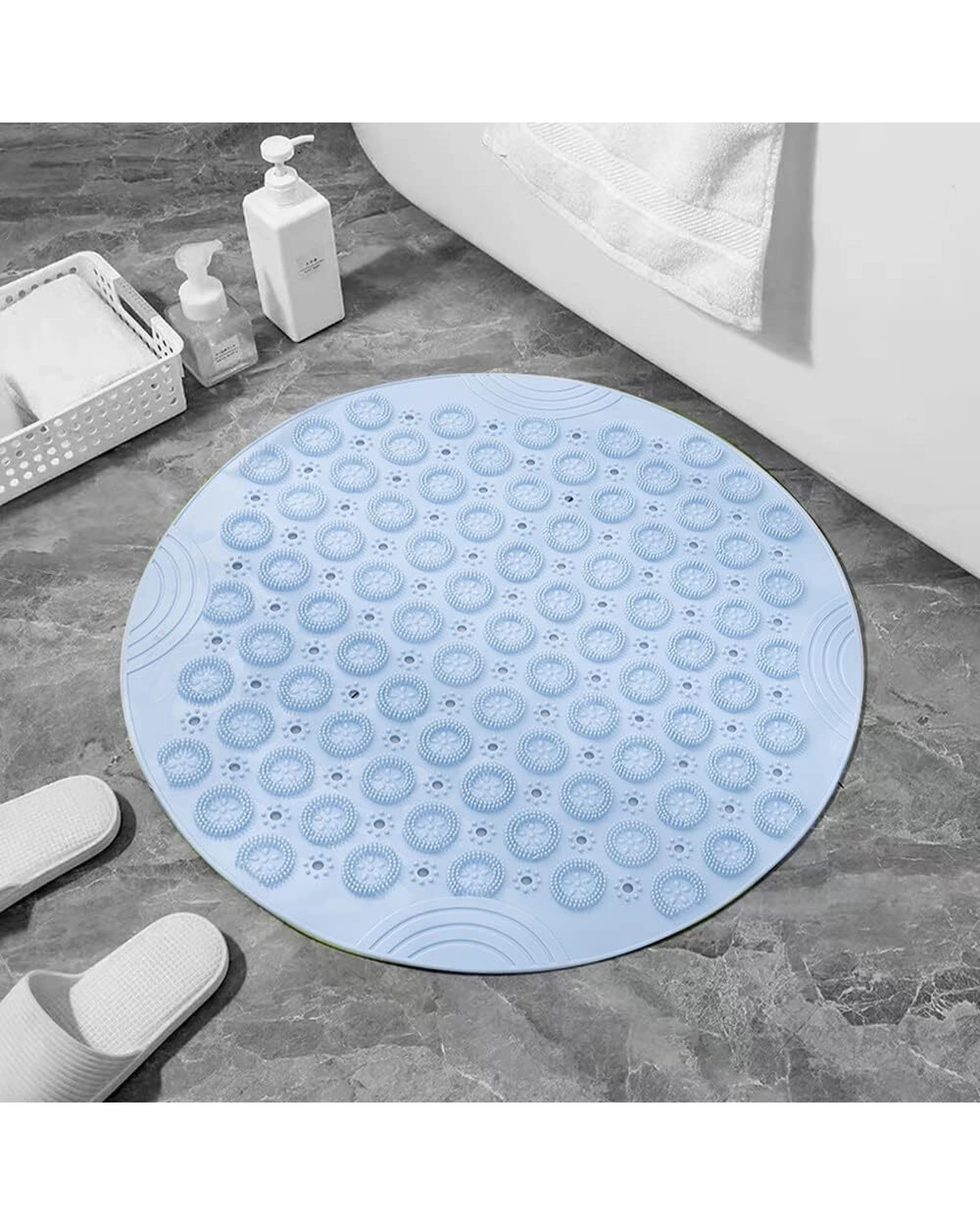 7 BR Home Round Non-Slip Shower Mat with Quick Drain and Massage Features, 7 of 8