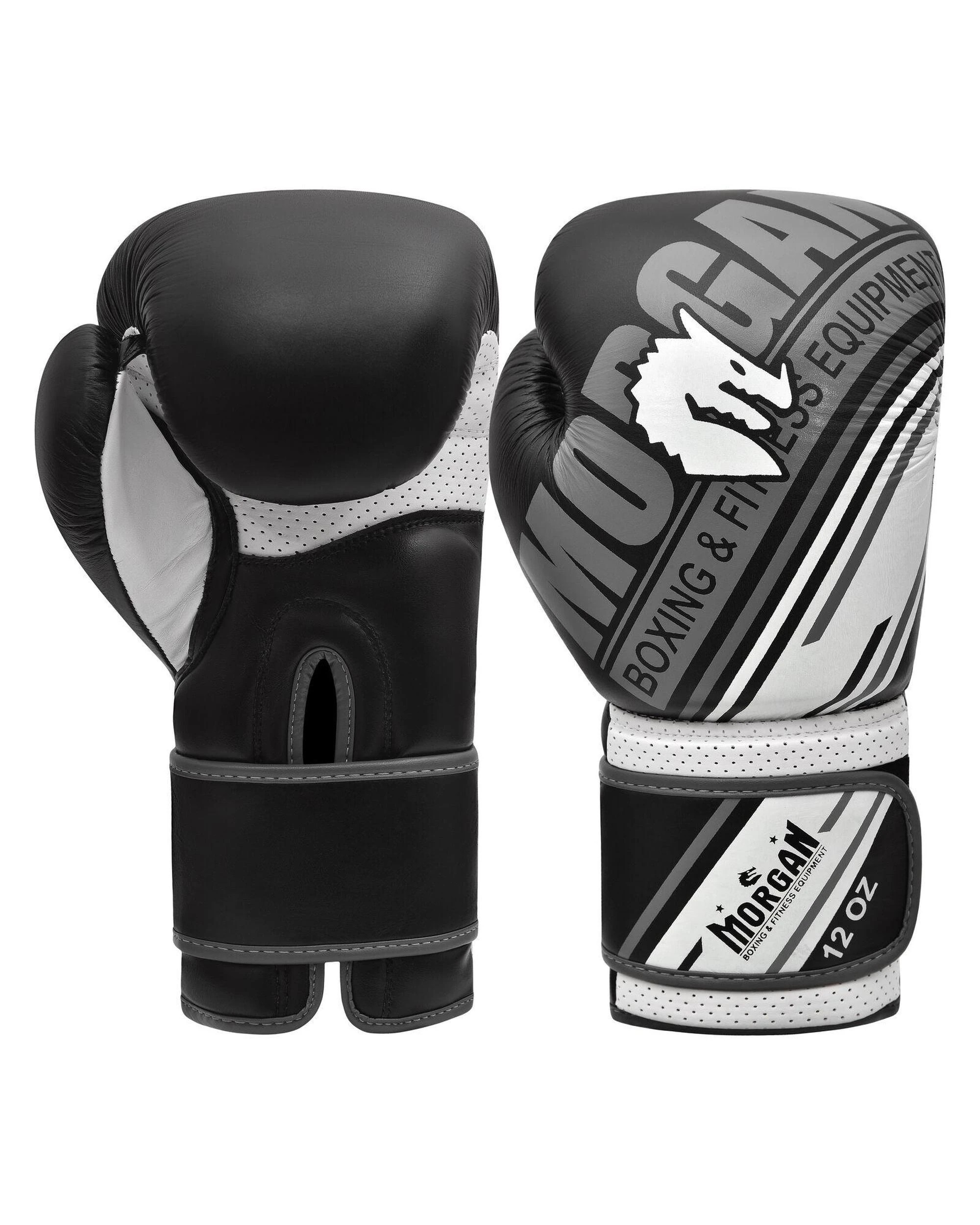 1 Morgan Sports Aventus Leather Boxing Gloves 12oz - Black, 1 of 5