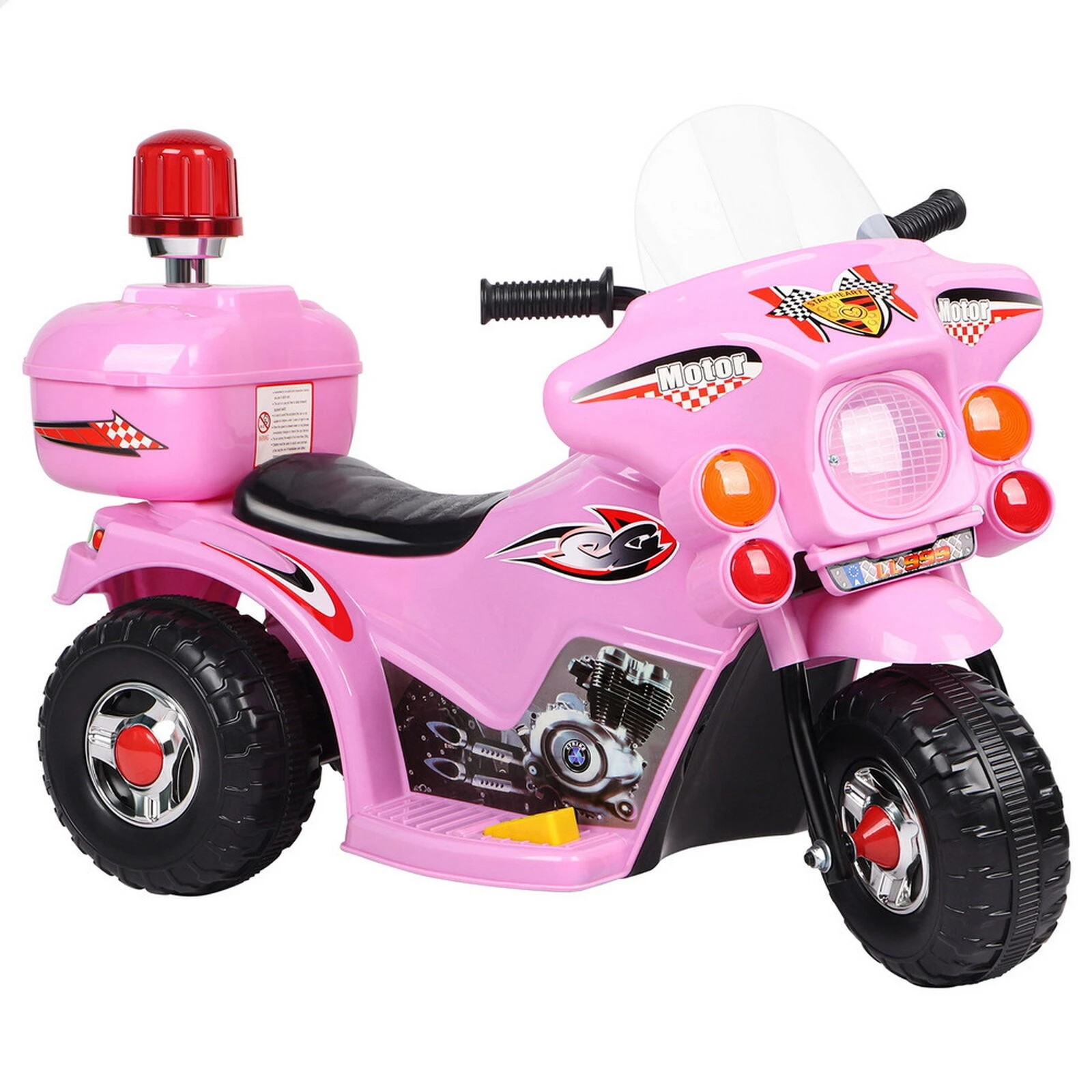 1 Alfordson Kids Ride On Car Police Motorcycle 6V Electric Toy 25W Motor MP3 - Pink, 1 of 9