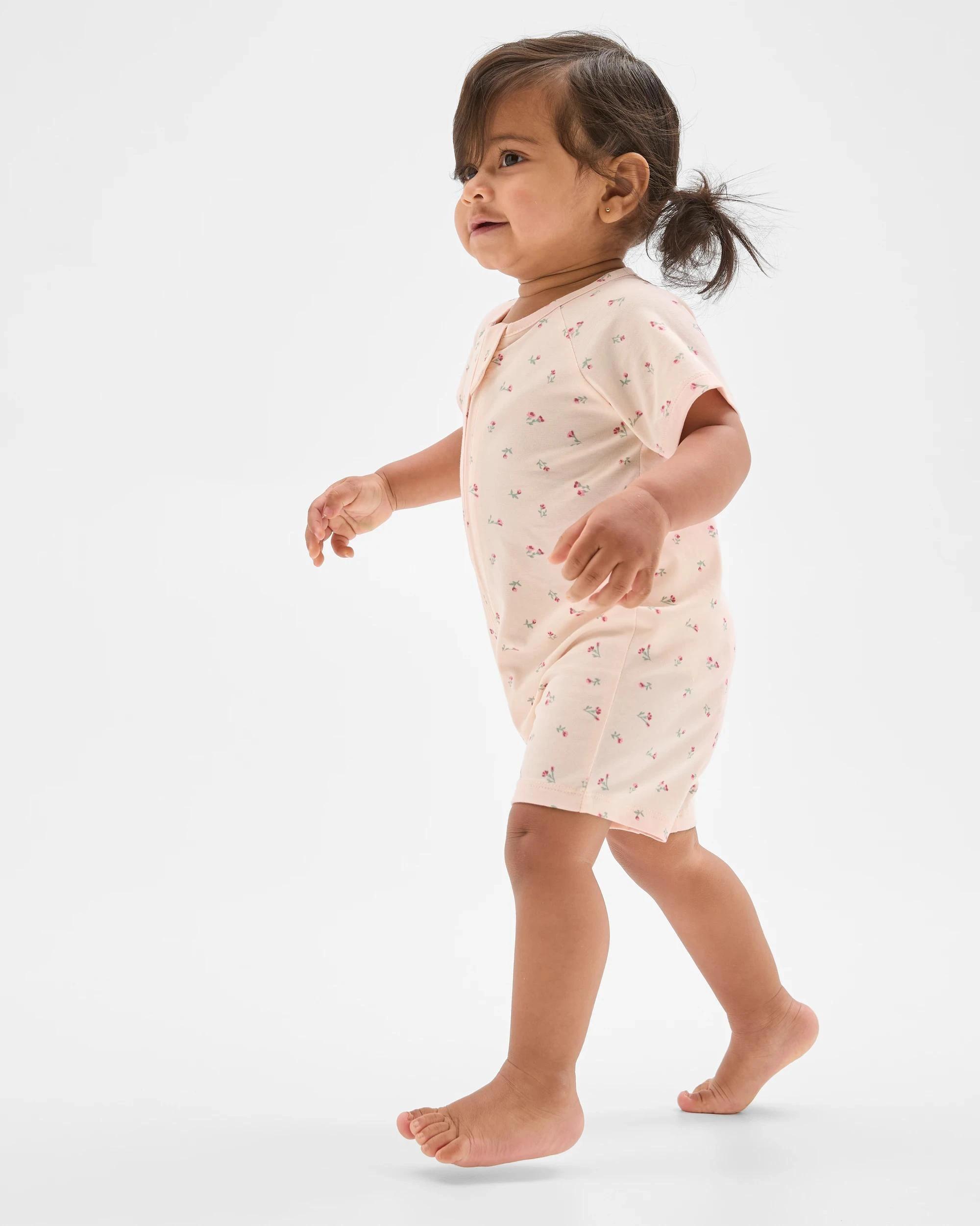 4 Target Baby Baby Organic Cotton Zip Romper 2 Pack PINK DAISY/PINK MARLE, 4 of 7