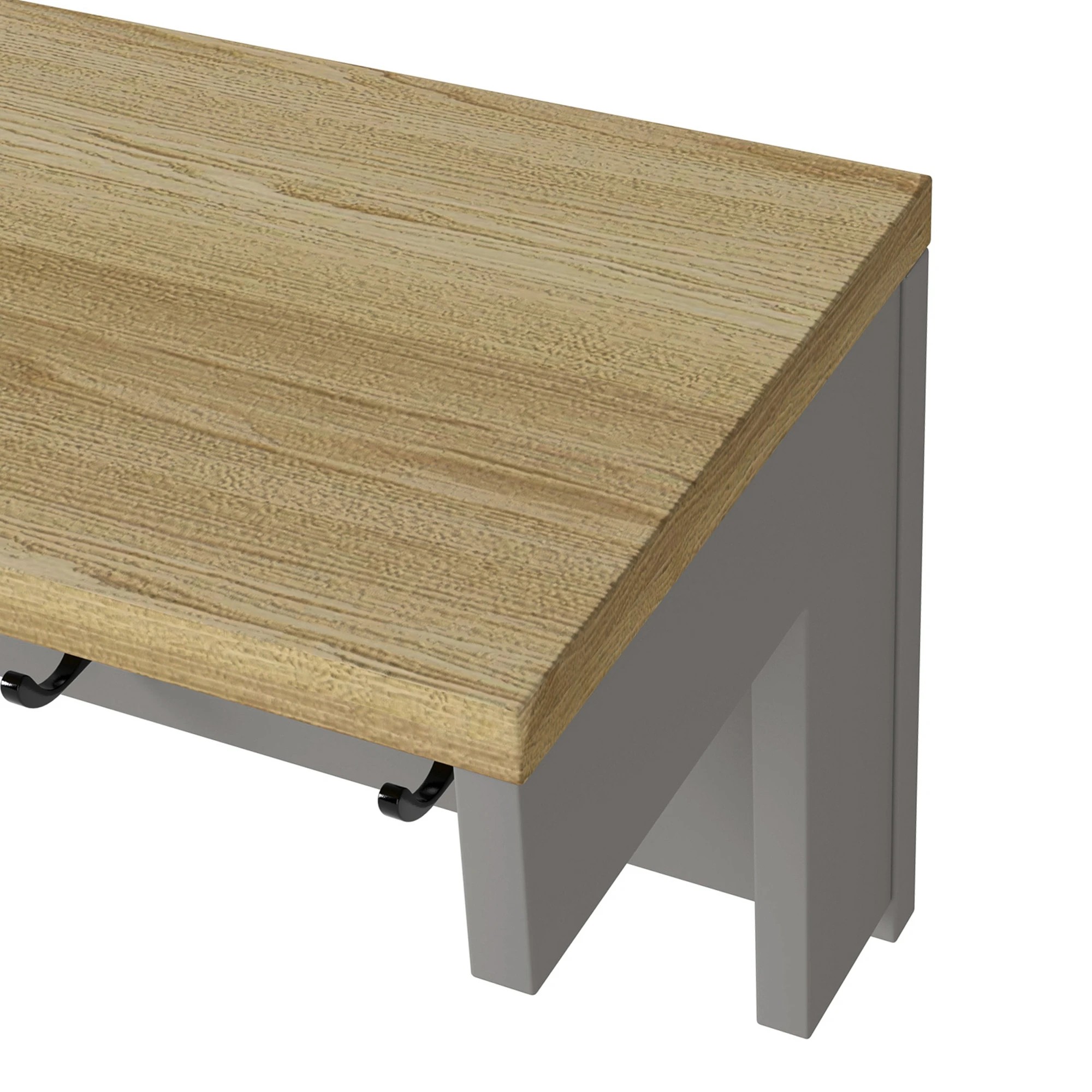 6 Levede Coat Rack Wall Mounted Shelf 7 Double Hooks - Grey, 6 of 9