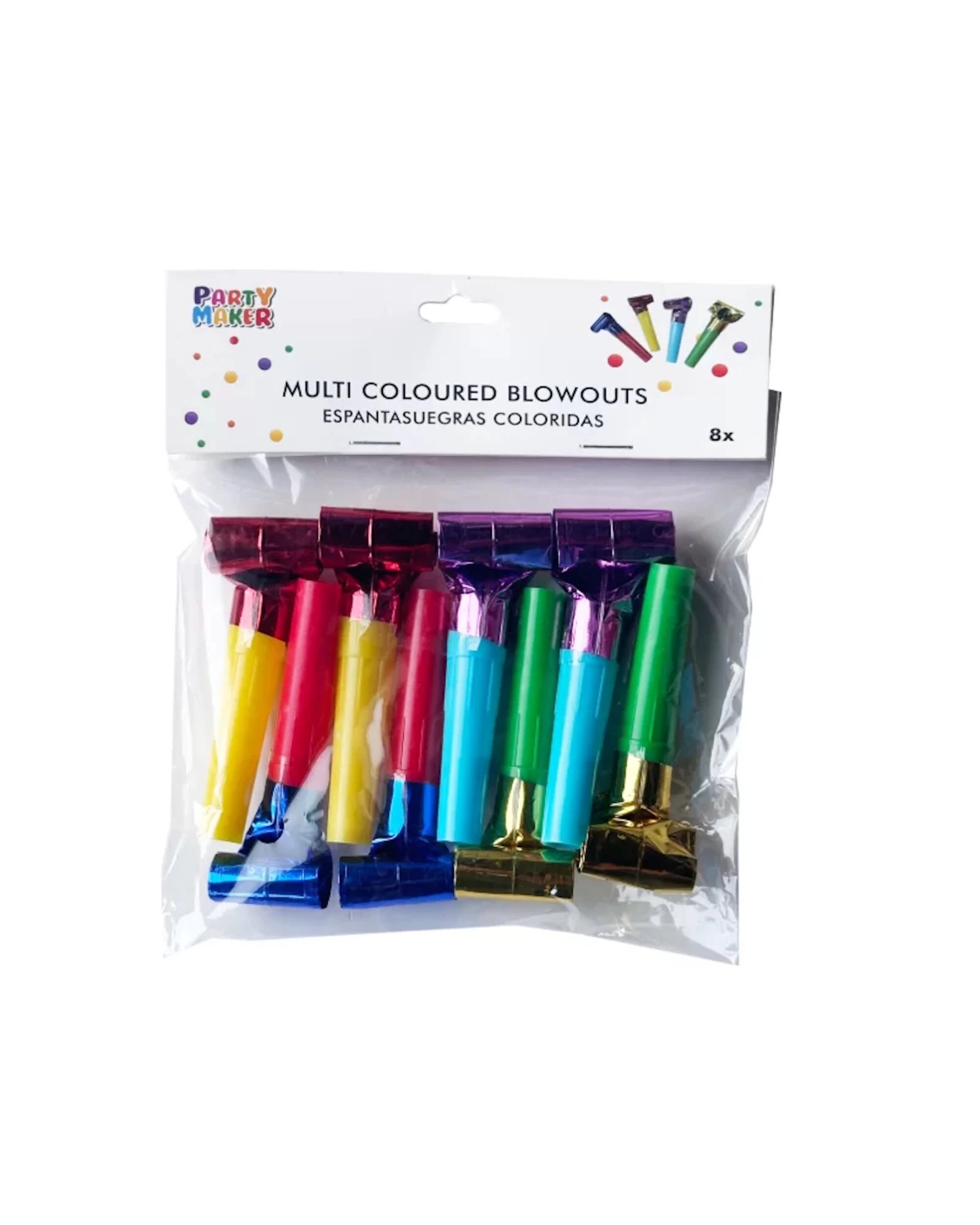 2 Party Maker Multi Coloured Metallic Foil Blowers Pack of 8, 2 of 2