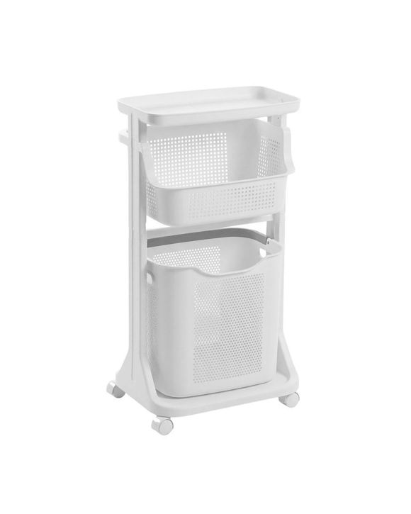 Dr Fussy 3 Tier Rolling Laundry Hamper with Wheels Plastic Baskets Clothes