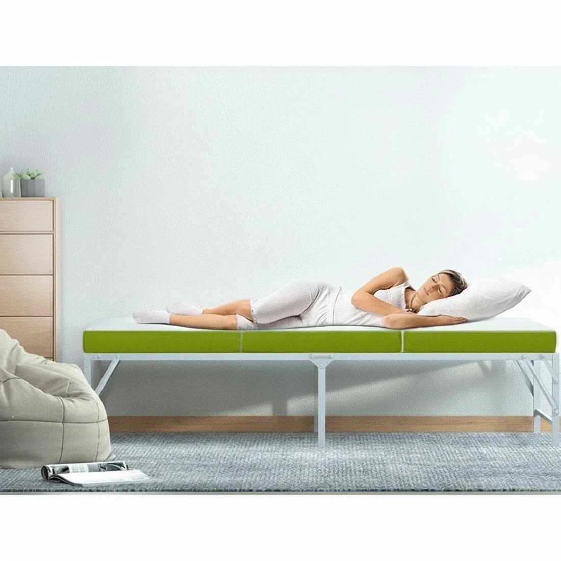 2 Giselle Bedding Foldable Mattress Folding Foam Trifold - Green, 2 of 6