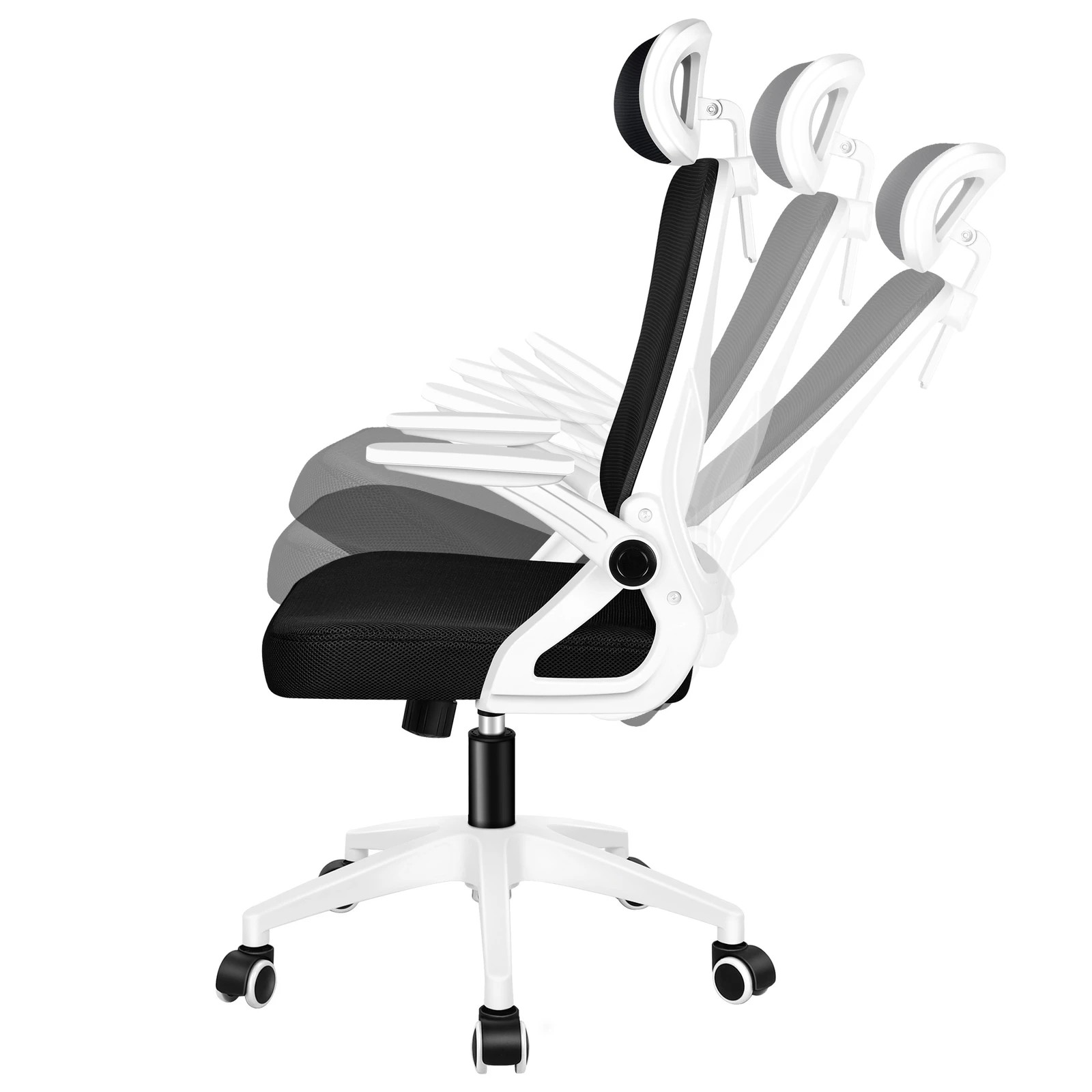 4 Alfordson Mesh Office Chair Executive Fabric Seat Tilt Gaming Racing Computer - White, 4 of 10