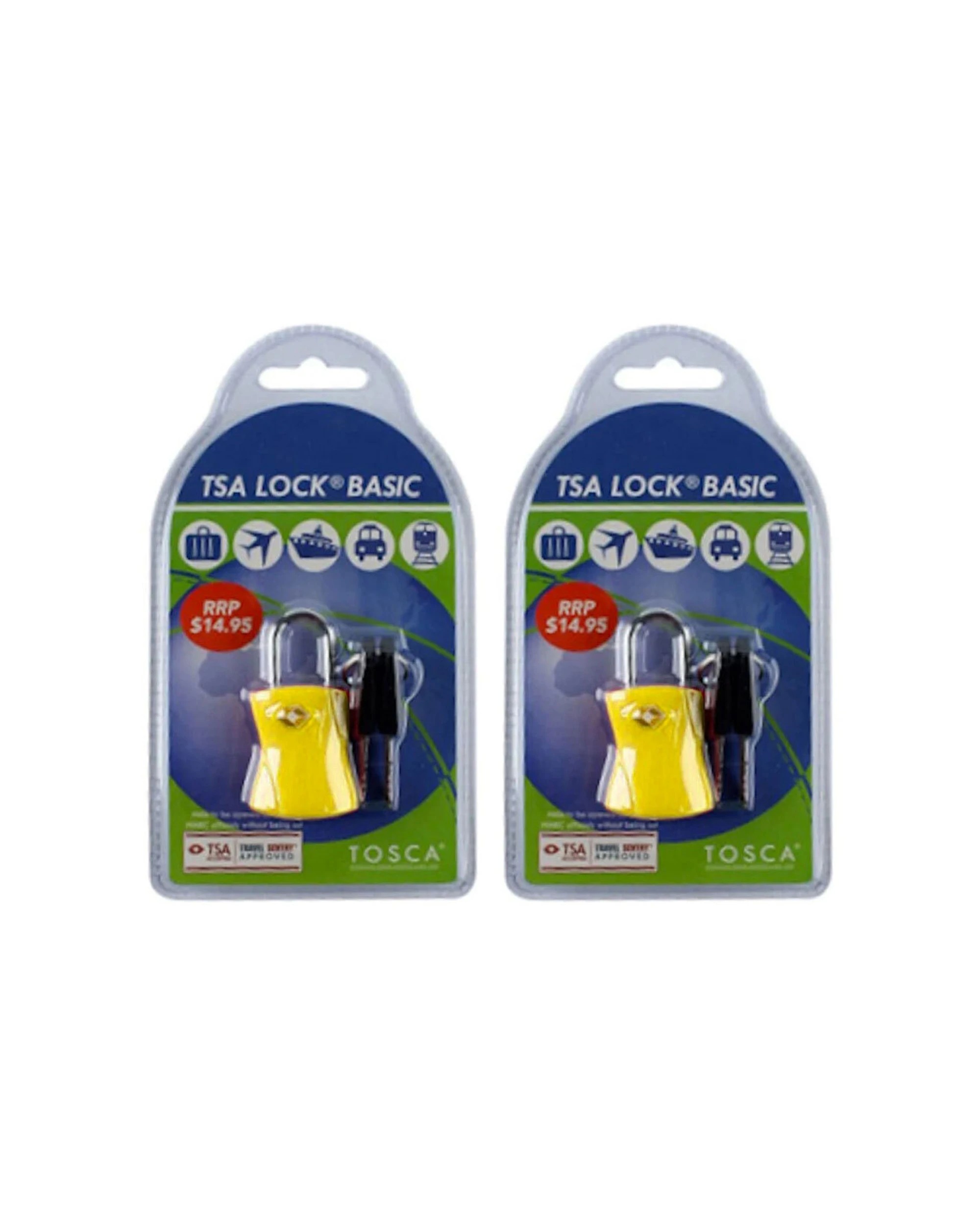 1 Tosca 2Pk Tsa Approved Luggage Bag Lock With Keys - Yellow, 1 of 2