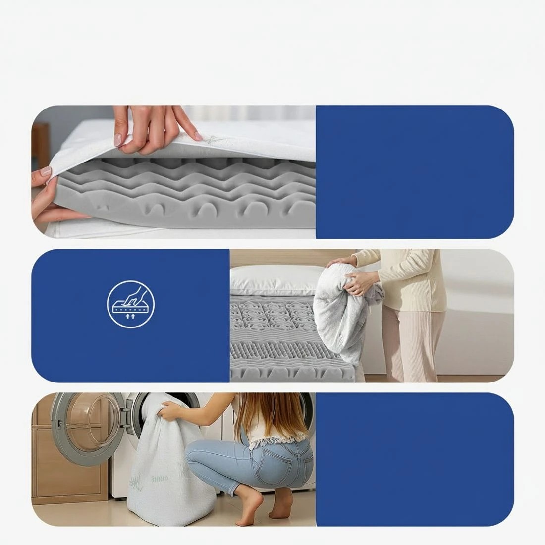 9 Giselle Bedding 8cm Memory Foam Mattress Topper 7-Zone Graphite Single - Single Bed - Grey, 9 of 9