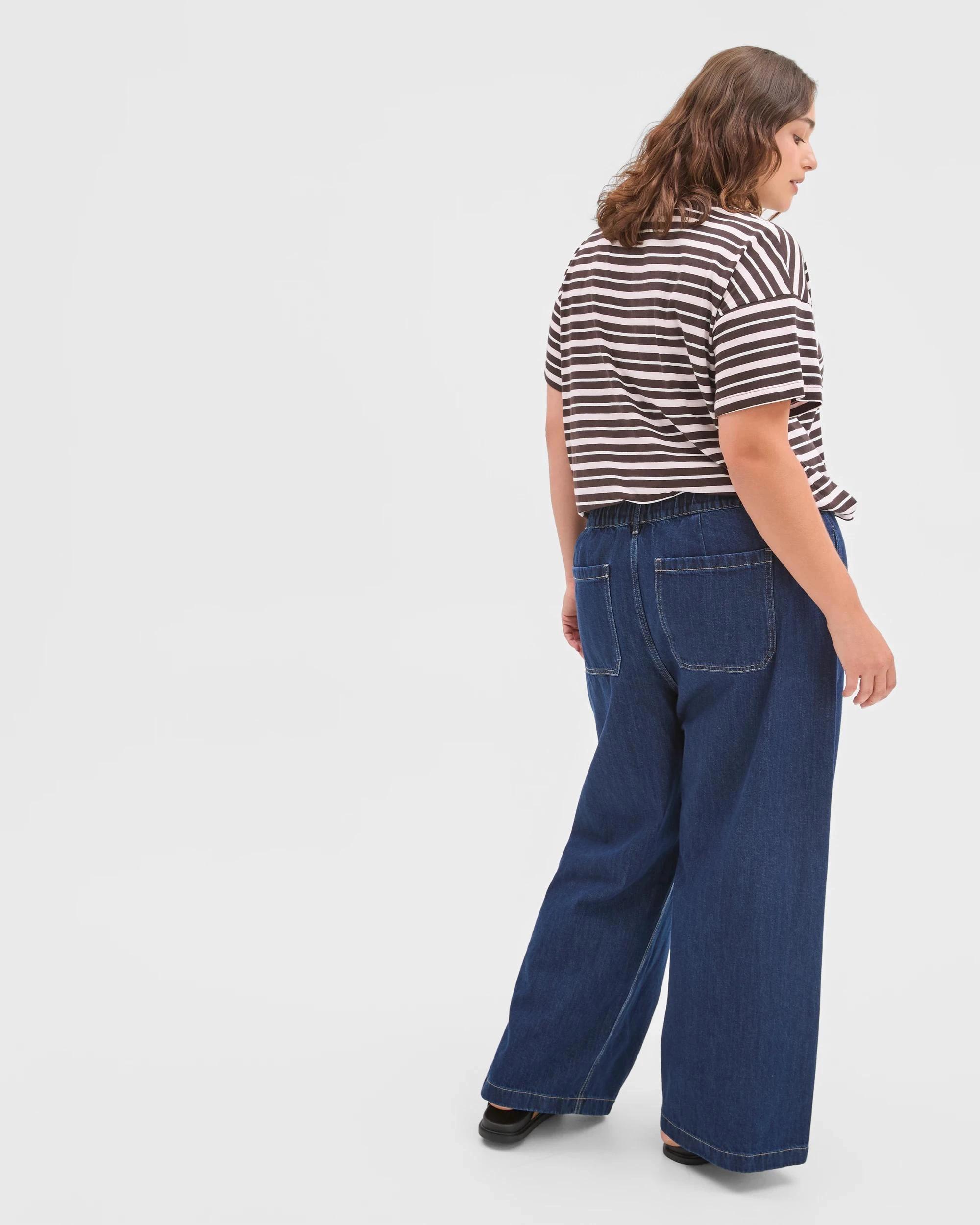 4 Target Curve Plus Size Denim Elastic Waist Wide Leg Jeans SAPPHIRE, 4 of 6