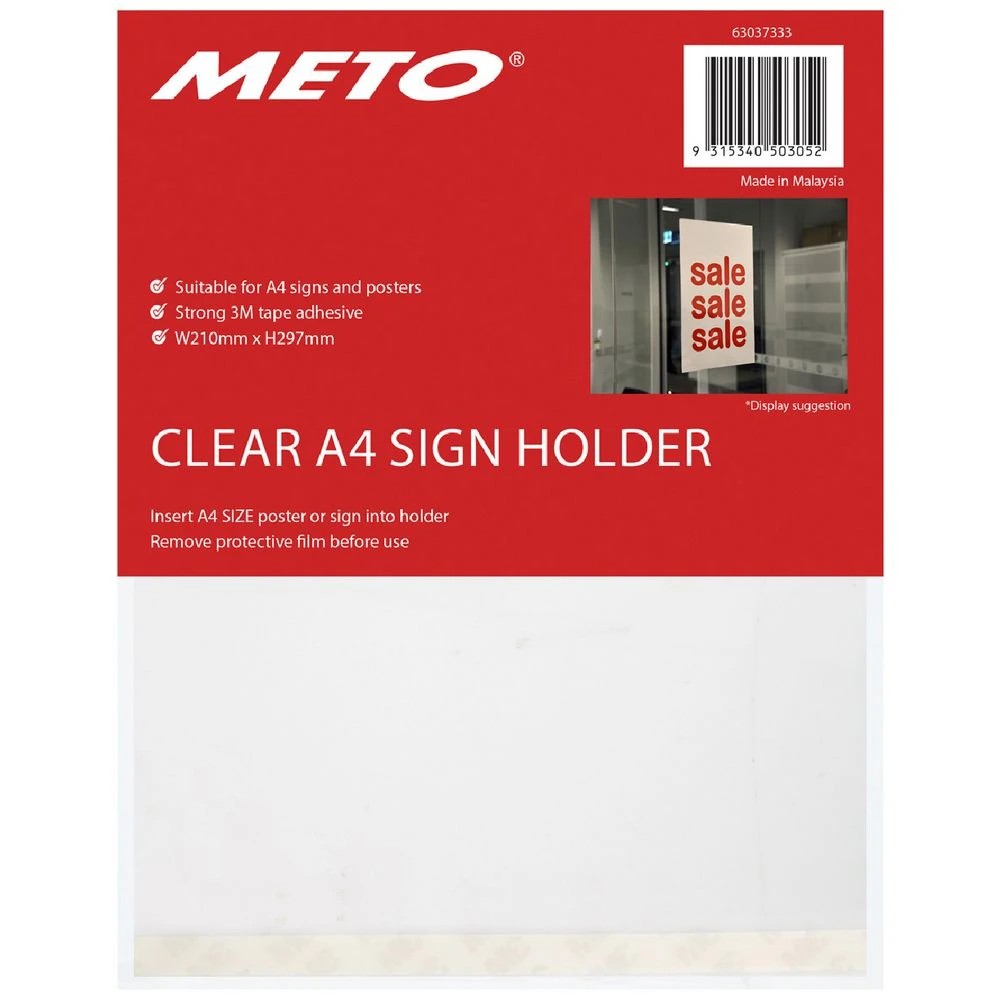 1 Meto A4 Landscape Adhesive Sign Holder Cover, 1 of 3
