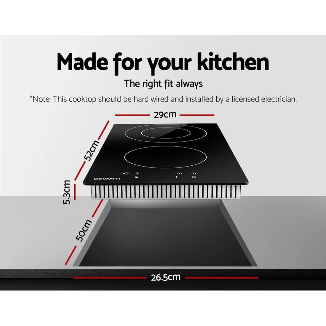 2 Devanti Electric Ceramic Cooktop 30cm - Black, 2 of 7
