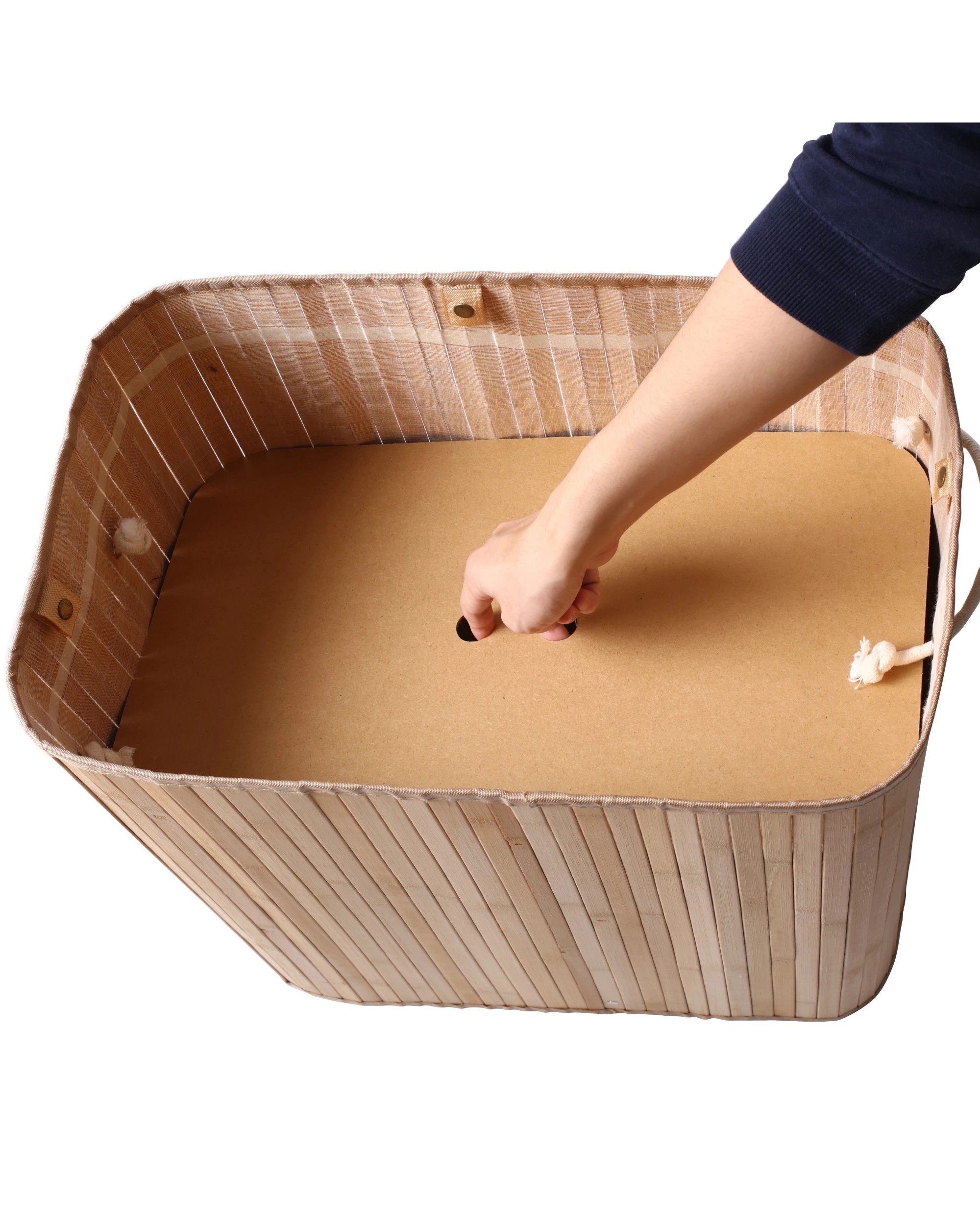 9 Sherwood Home Extra Large Rectangular Foldable Bamboo Laundry Hamper - 2 Sided - Natural, 9 of 10