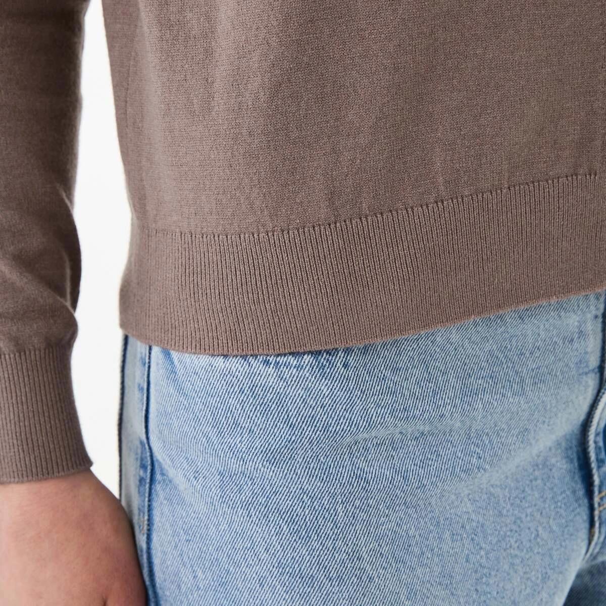 6 Lightweight Crew Neck Cardigan Taupe Brn, 6 of 6