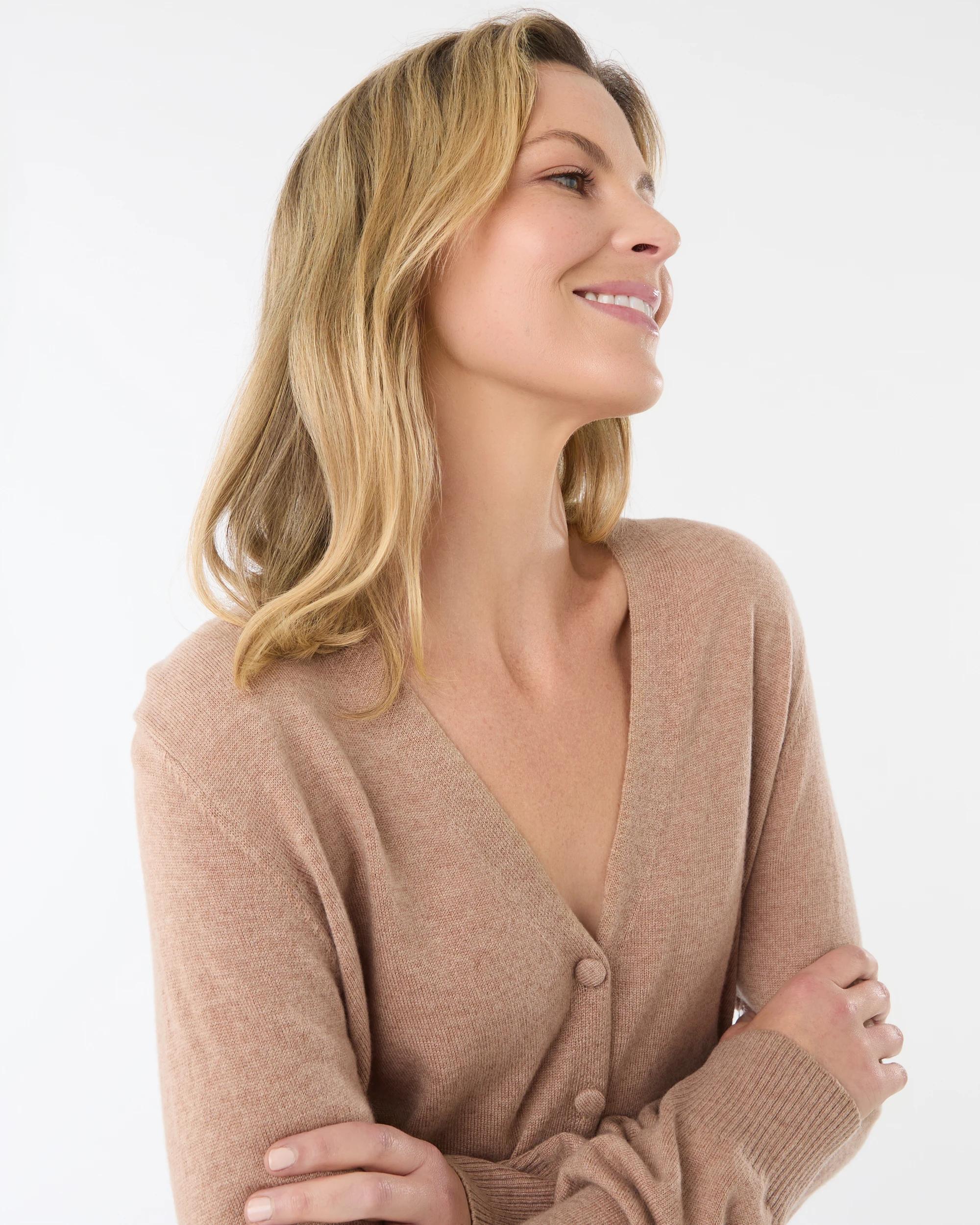 4 Merino Wool Cardigan Nat Taupe, 4 of 7