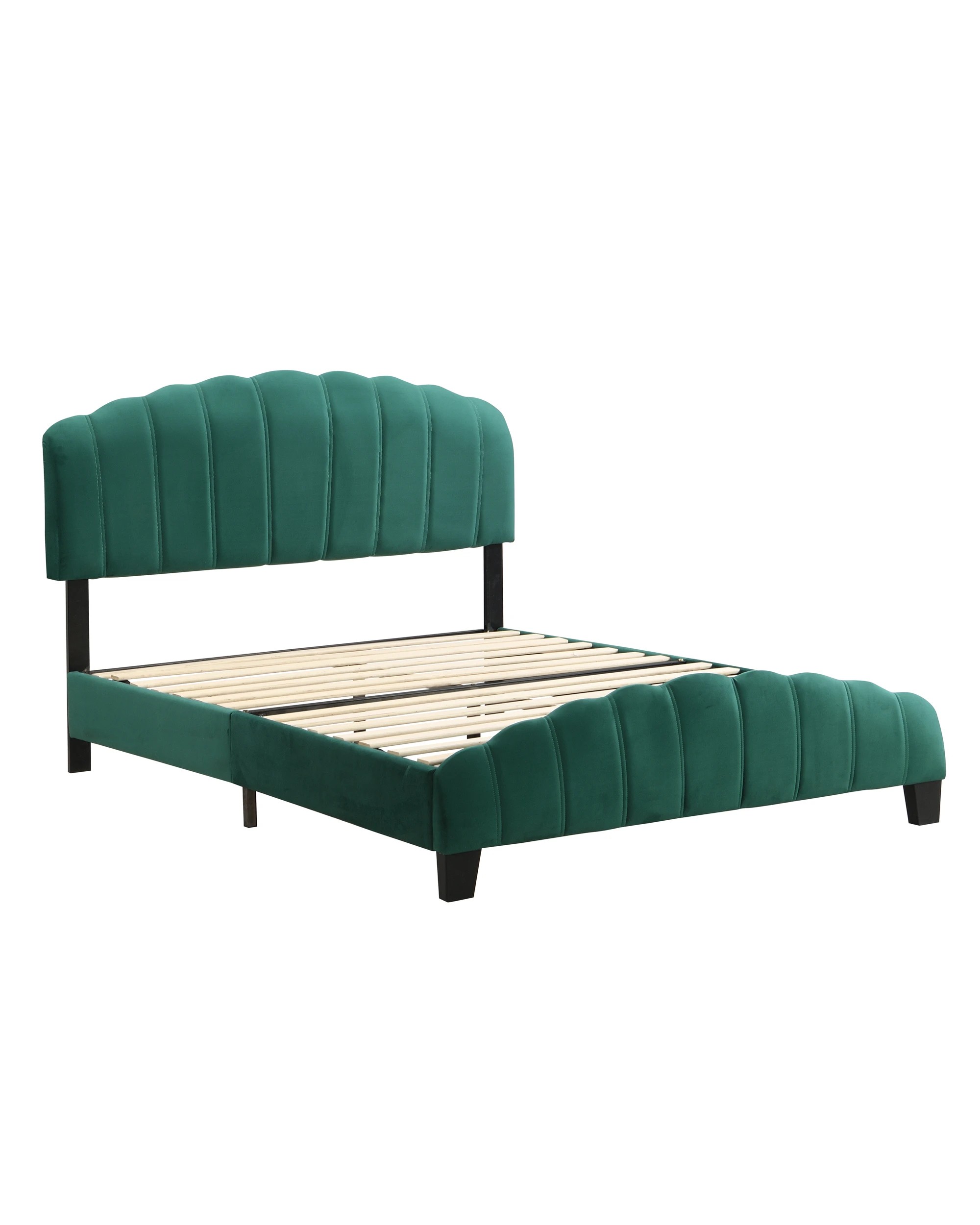 1 IHOMDEC BEF04 Queen Shell-Style Bed Frame - Green - Green, 1 of 10