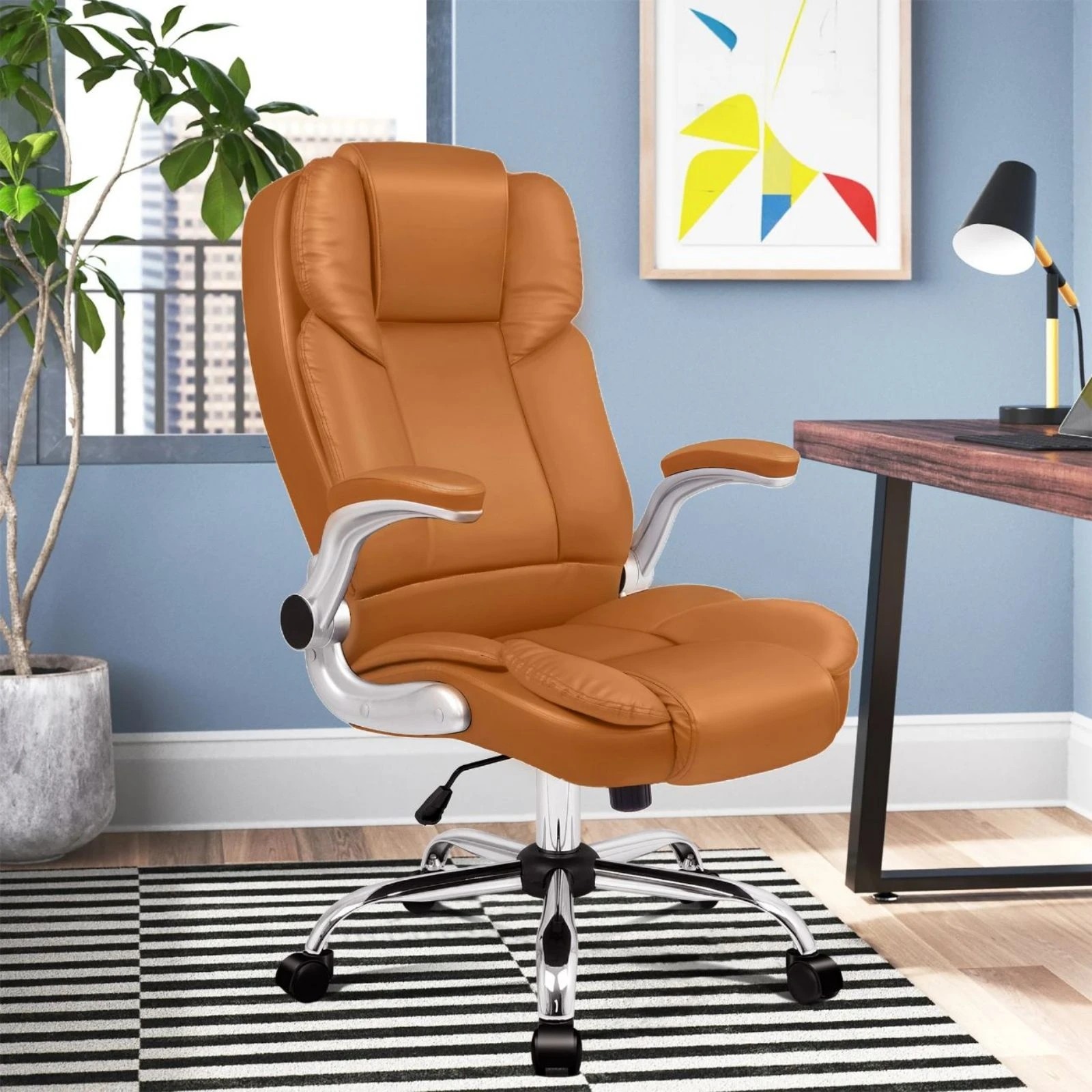 2 Alfordson Office Chair Executive Computer Gaming Racer PU Leather Work Seat - Brown, 2 of 10