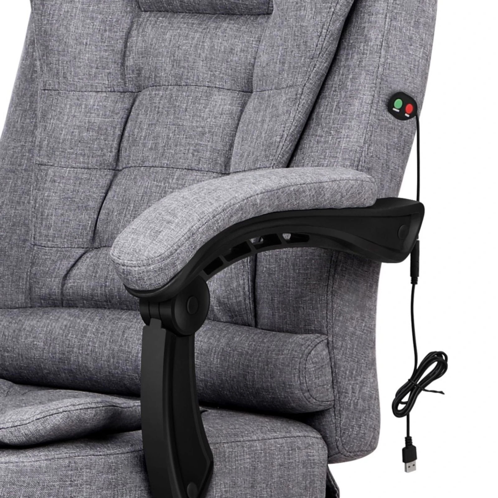 7 Alfordson Massage Office Chair Grey Fabric Footrest Executive Gaming Racing Seat - Grey, 7 of 10
