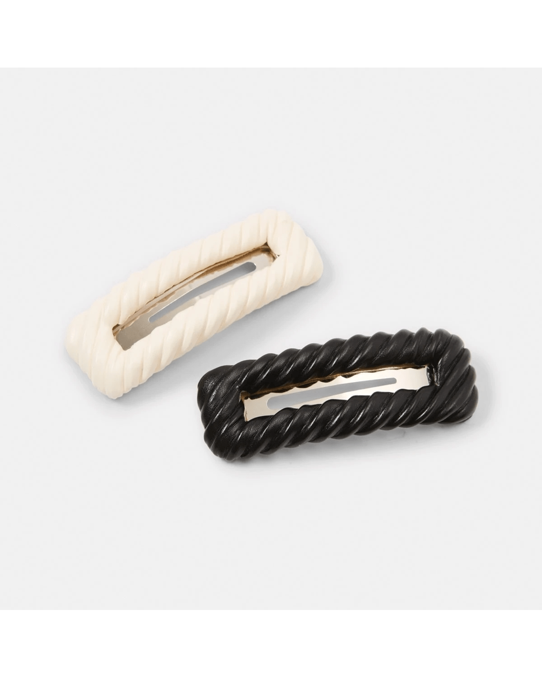 2 2 Pack Black Faux Leather Snap Hair Clip, 2 of 4