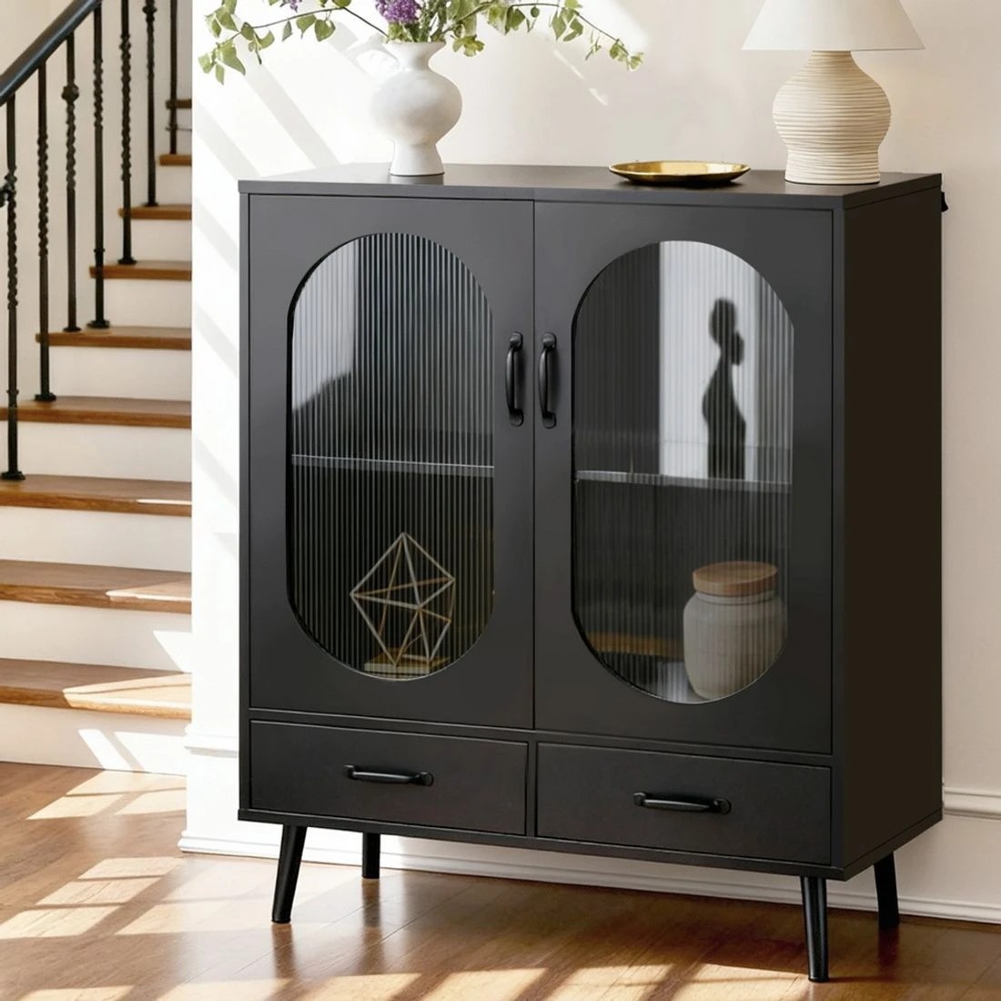 3 Artiss Buffet Sideboard Double Doors - Black, 3 of 6