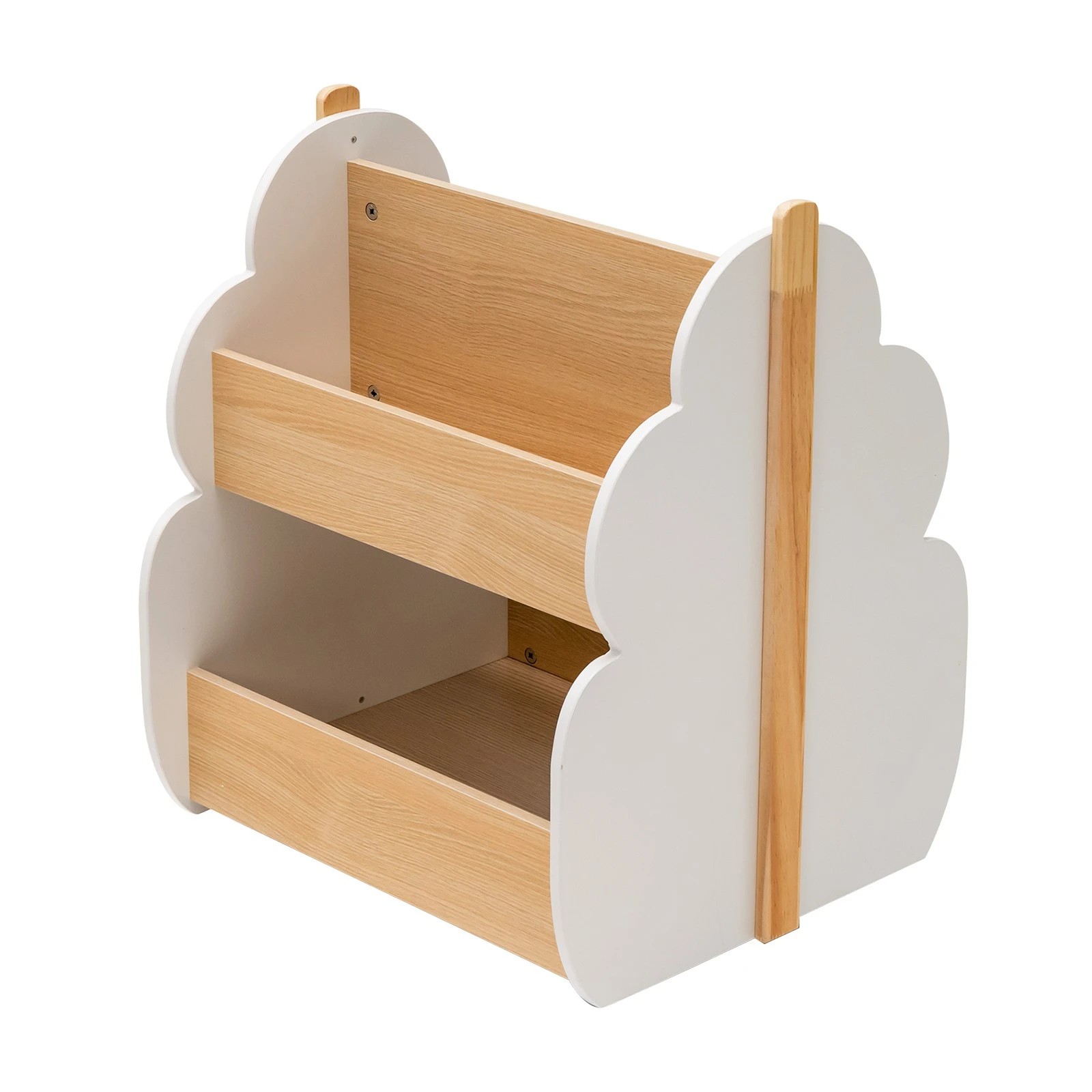 1 Costway 2-tier Wood Bookcase Toy Storage Display Shelf w/Wheels - White, 1 of 1