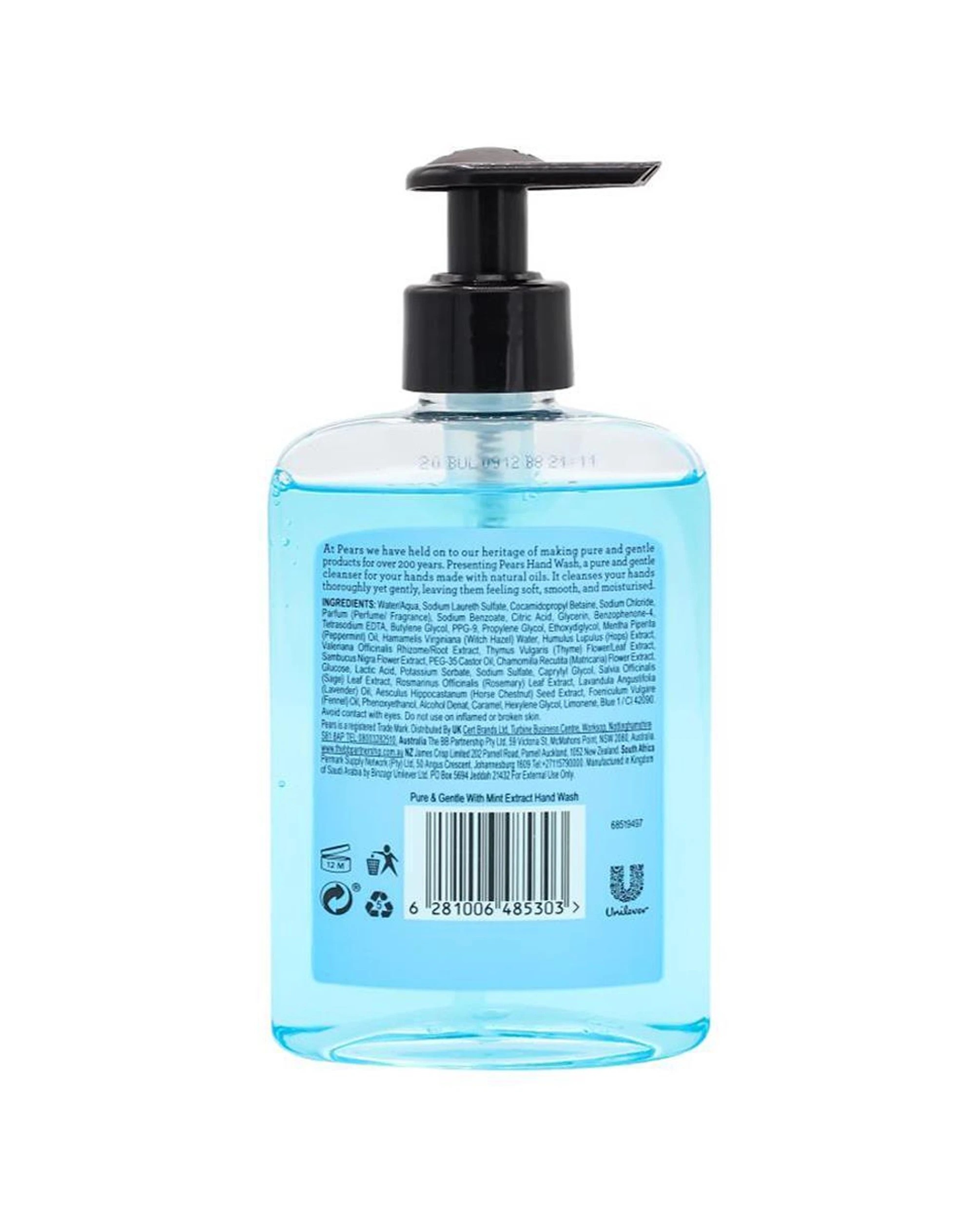 3 Pears 12PK Pure & Gentle Hand Wash Pump With Extracts 250ml - Blue, 3 of 4