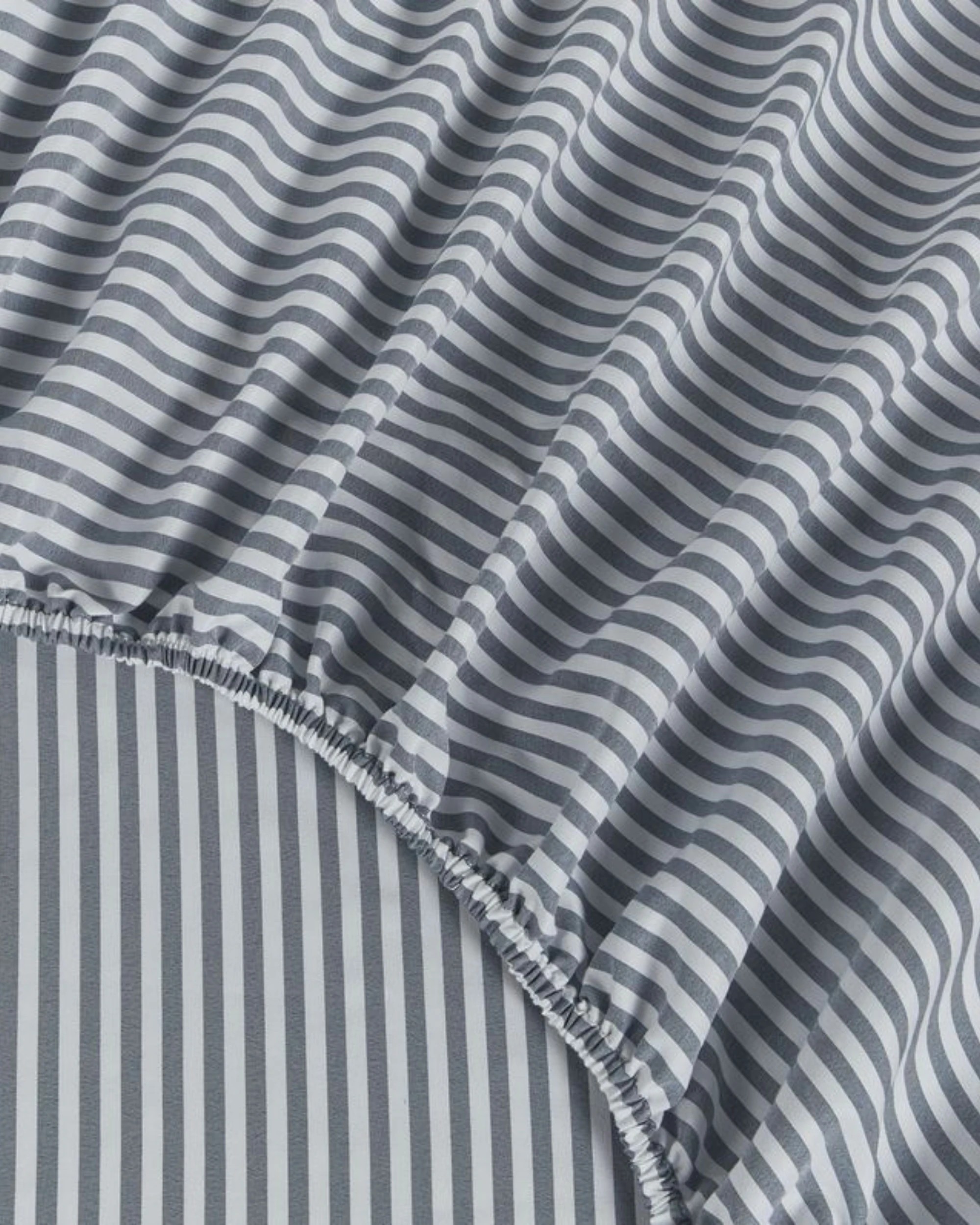 5 CleverPolly Yarn-Dyed Washed Microfibre Sheet Set - Single Bed - Thin Stripe Steel Blue, 5 of 6