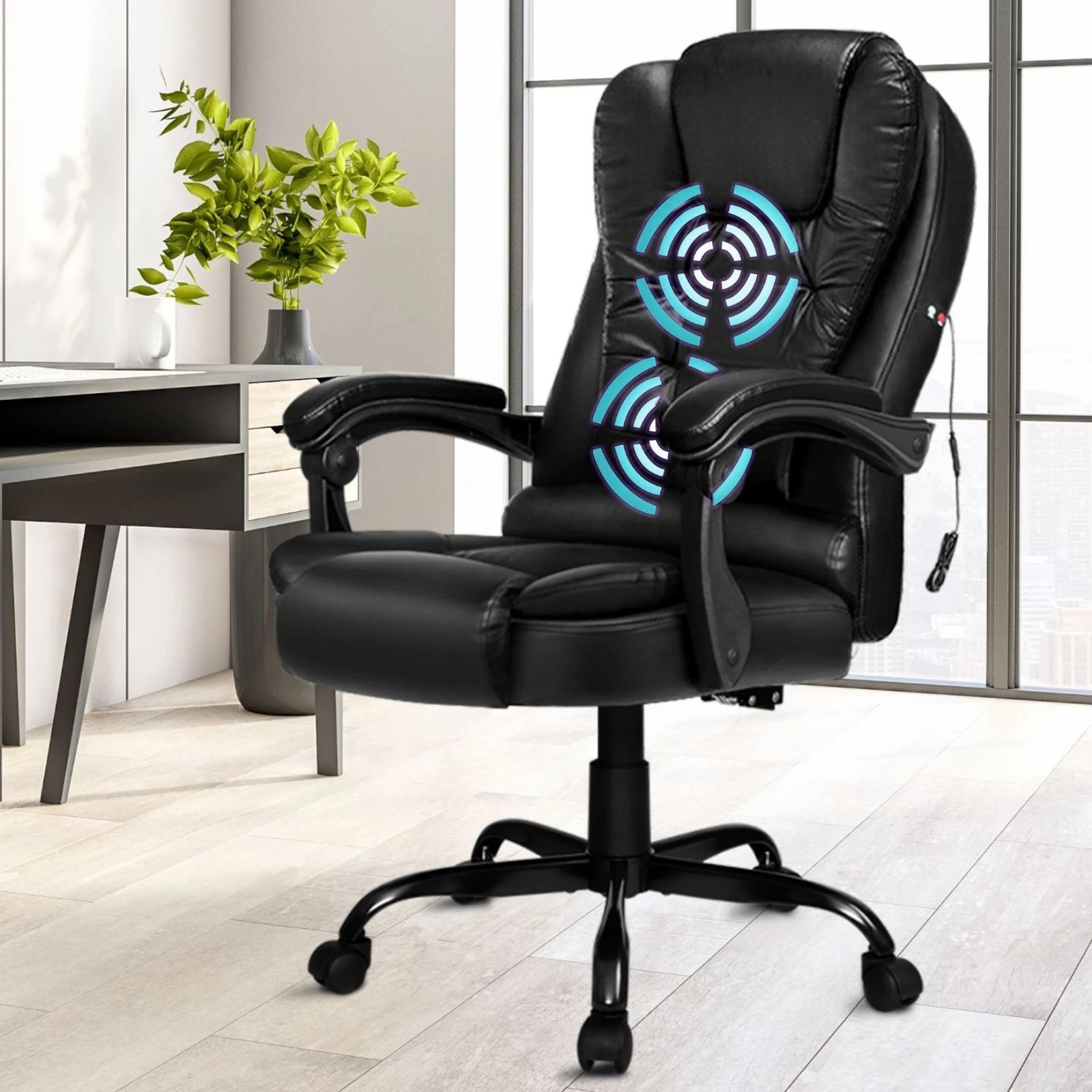 10 Alfordson Massage Office Chair Executive Recliner Gaming Racing Seat PU Leather - Black, 10 of 10