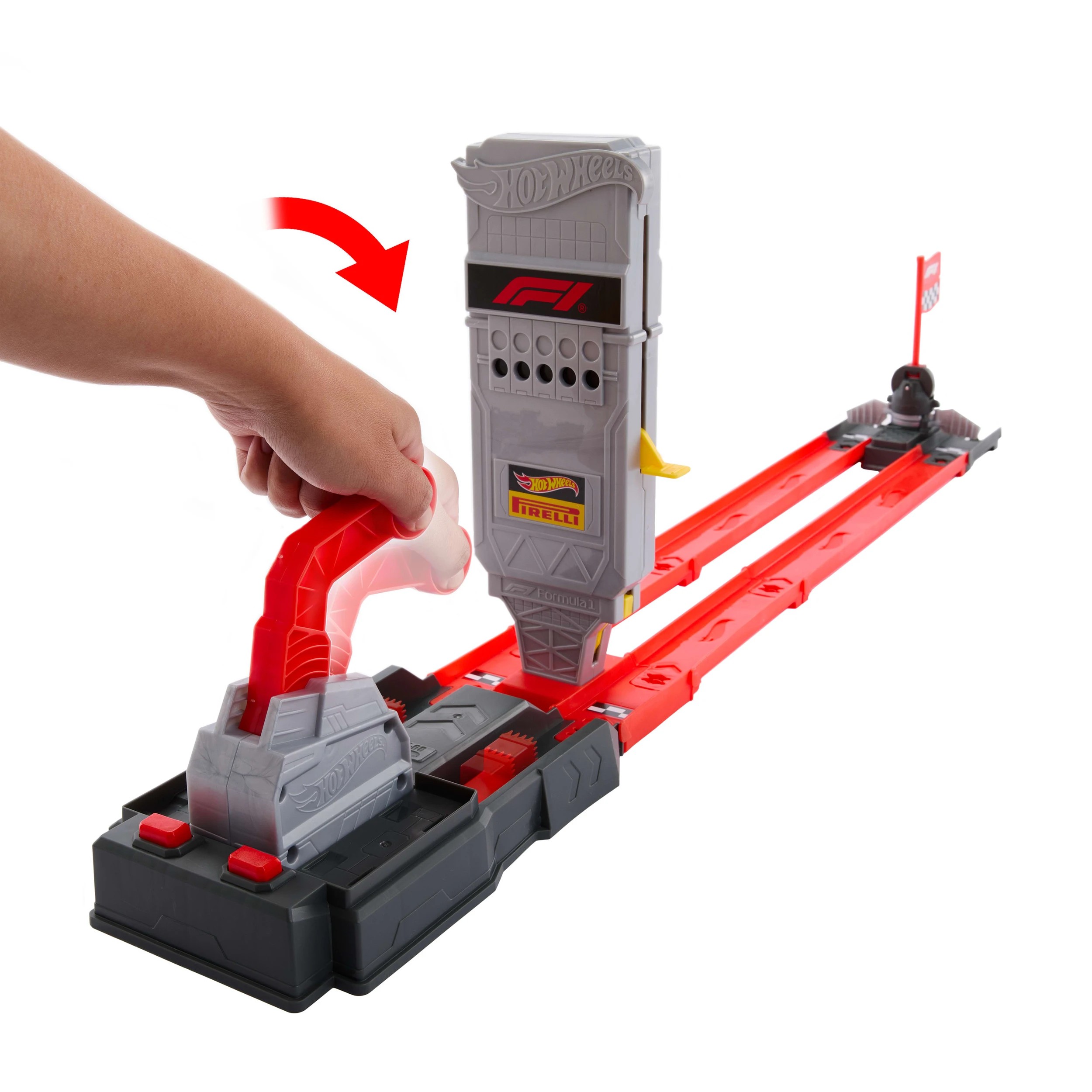 6 Hot Wheels Racing Formula 1 Grid Start Track Set & 2 Die-Cast F1 Cars in 1:64 Scale, 6 of 6