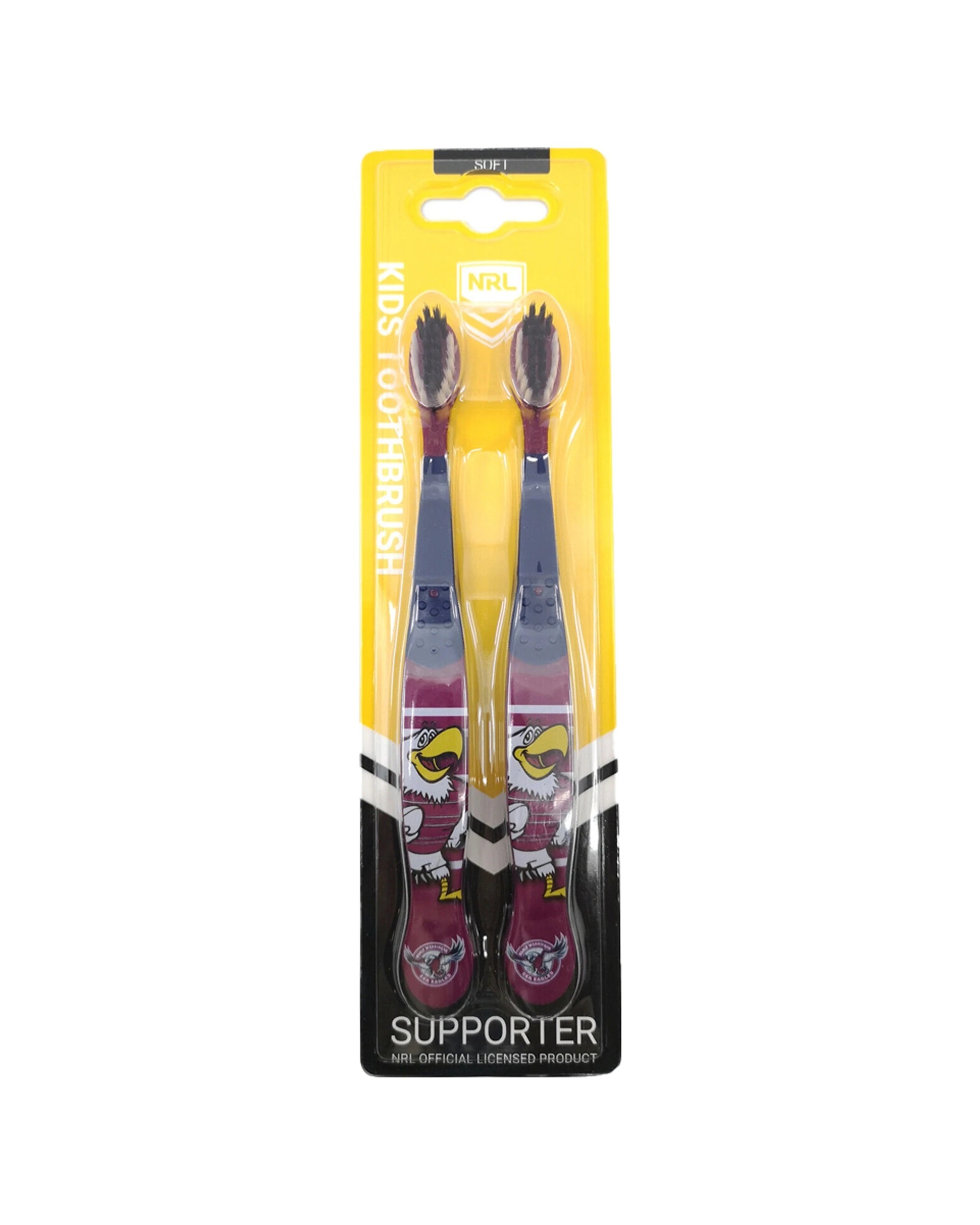 2 NRL 5x 2pc Mascot Manly Sea Eagles Kids/Toddler Soft Toothbrush - Multi, 2 of 2