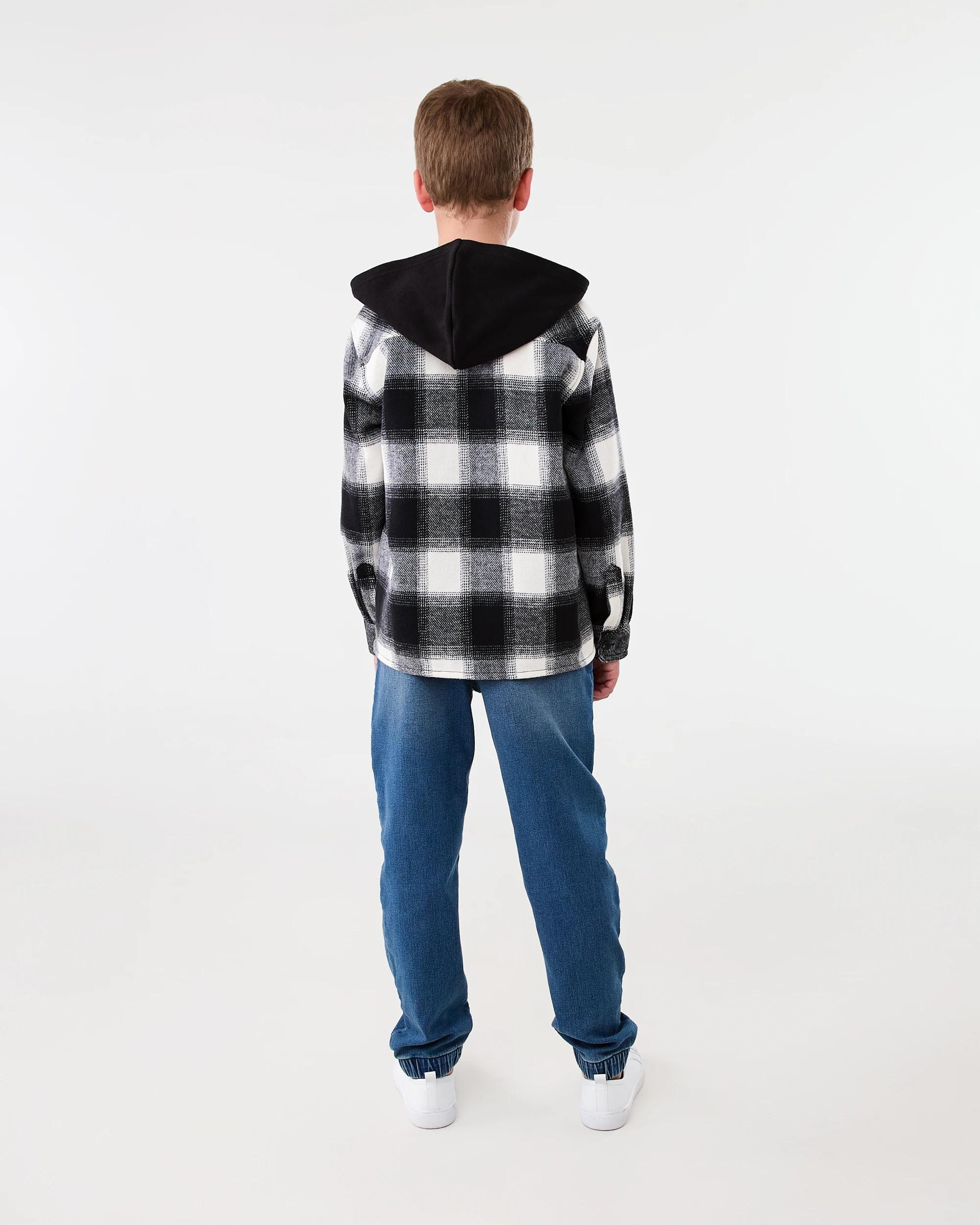 8 Long Sleeve Hooded Check Shirt Snw White, 8 of 8
