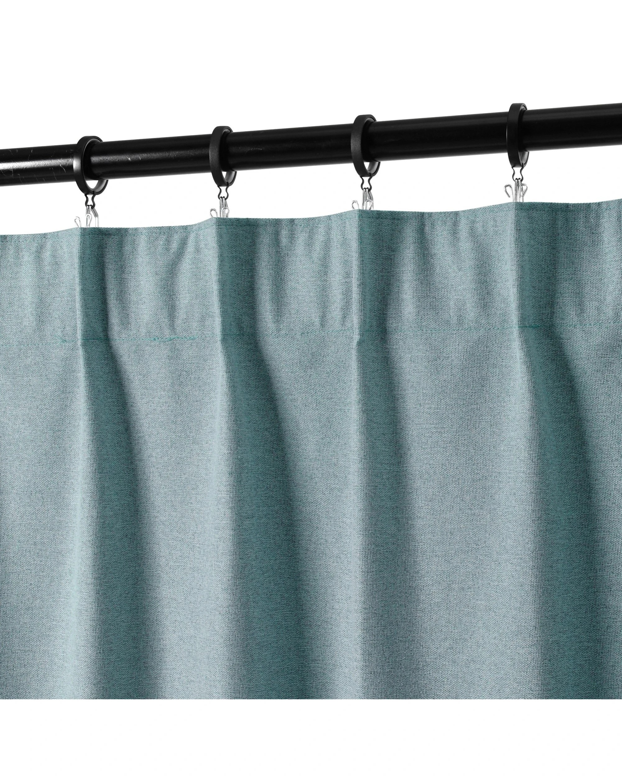 3 Cadence & Co. Bennett Faux Linen Blockout Multi Header Curtain Twin Pack 180x223cm - Dusty Blue, 3 of 8