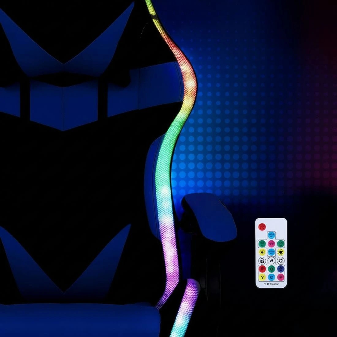 6 Artiss Gaming Office Chair 12 RGB LED Massage Computer Work Seat Footrest - Multi, 6 of 7