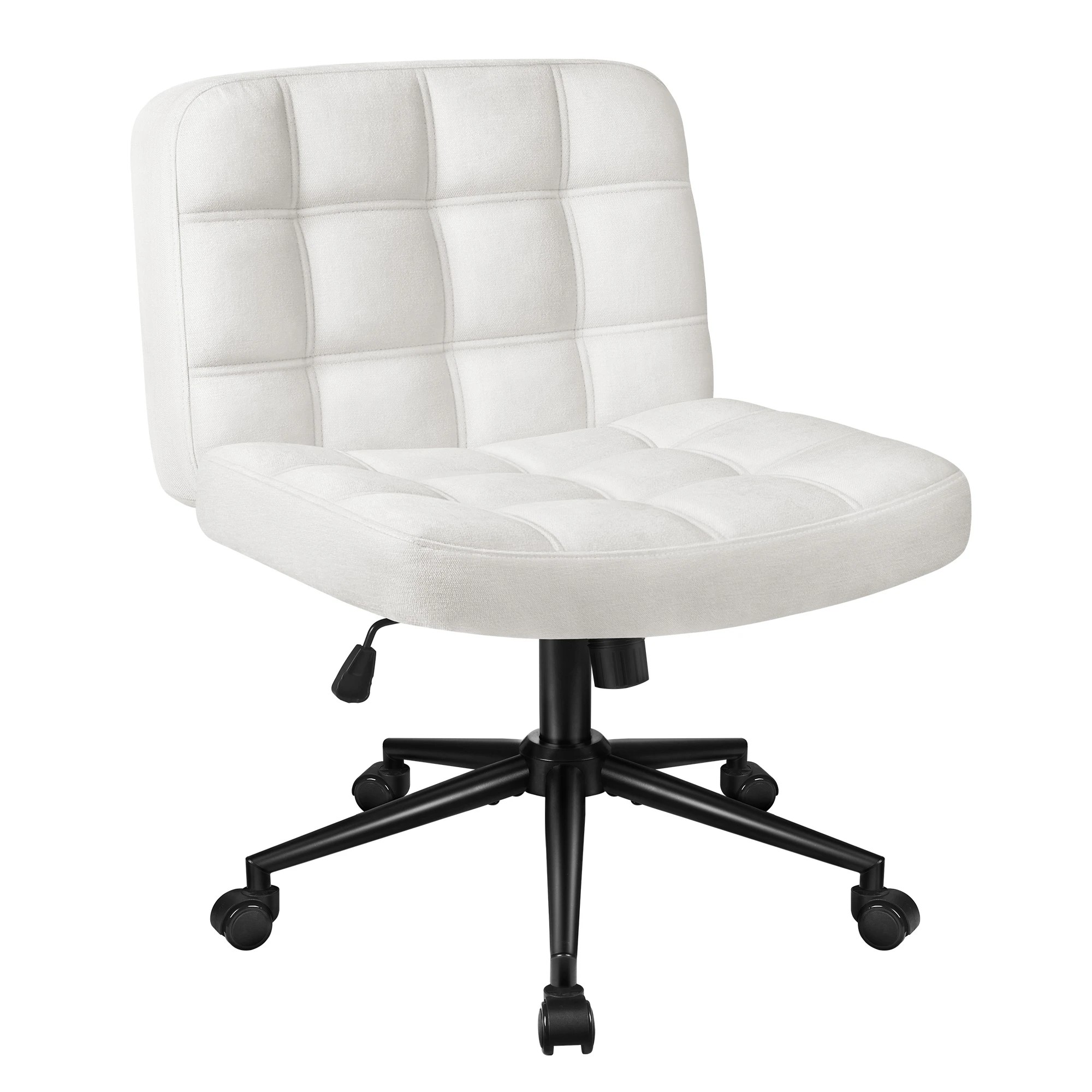 1 Alfordson Office Desk Chair Computer Armless Wide Seat Mid Back Chenille - White, 1 of 10