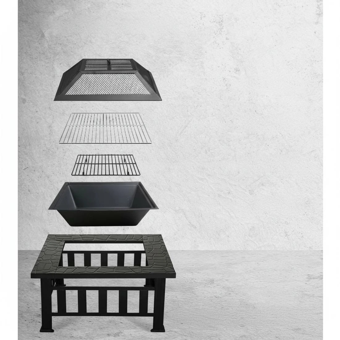 3 Grillz Fire Pit BBQ Grill 2 In 1 Table - Black, 3 of 6