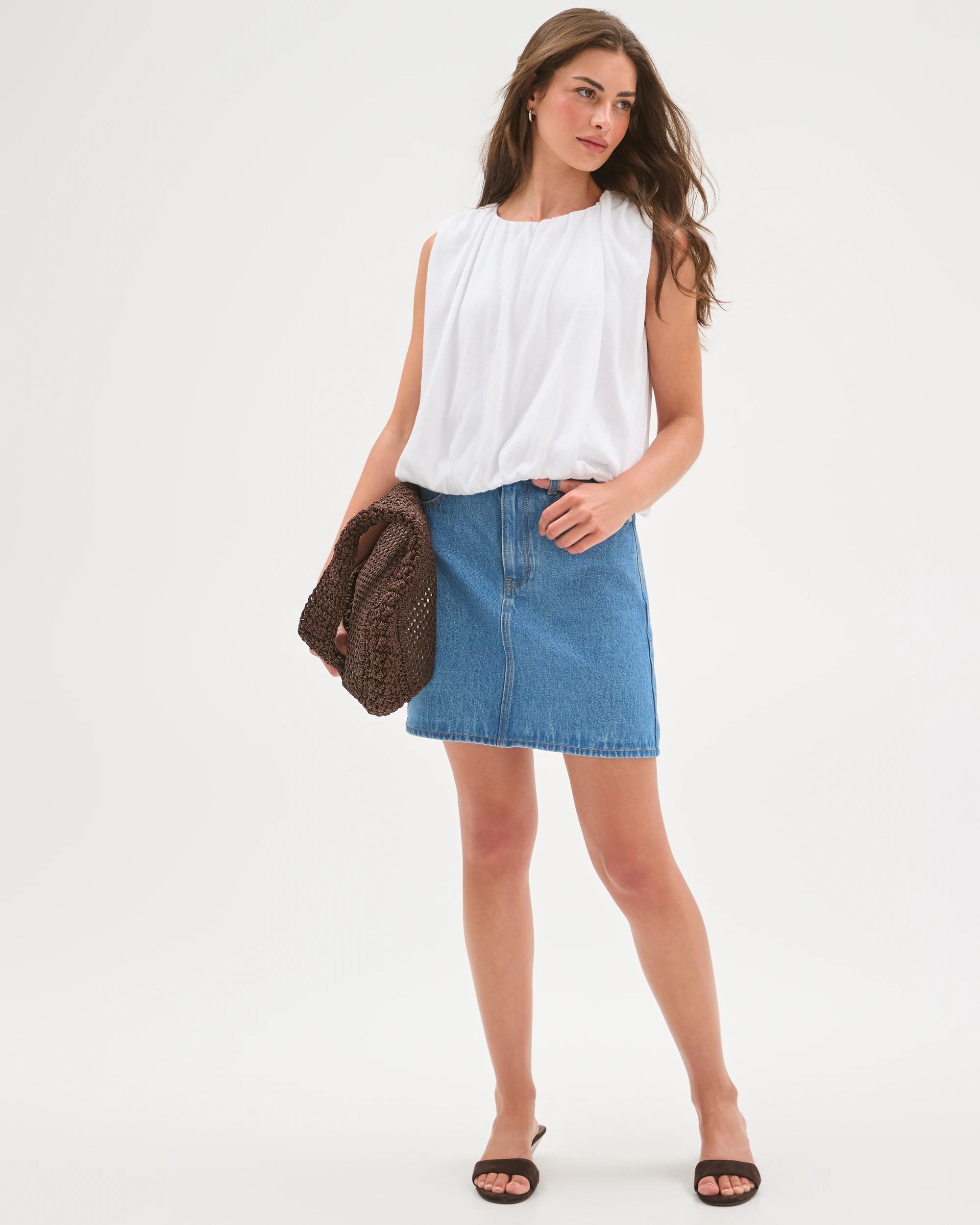 2 Target Petites Denim Mini Skirt MID INDIGO, 2 of 7