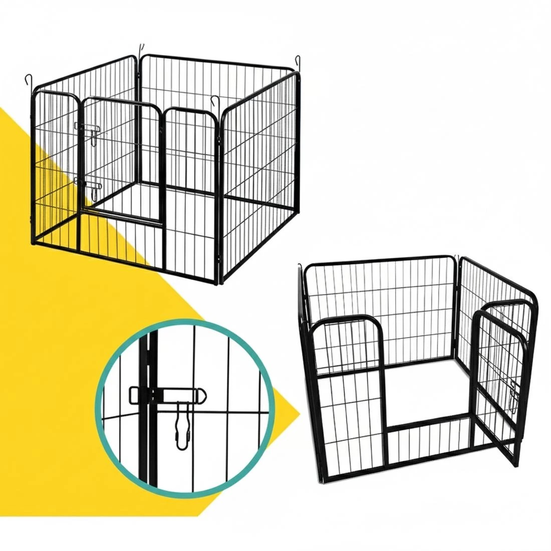 4 i.Pet 24" 8 Panel Dog Playpen Pet Exercise Cage Enclosure Fence Play Pen - Black, 4 of 5