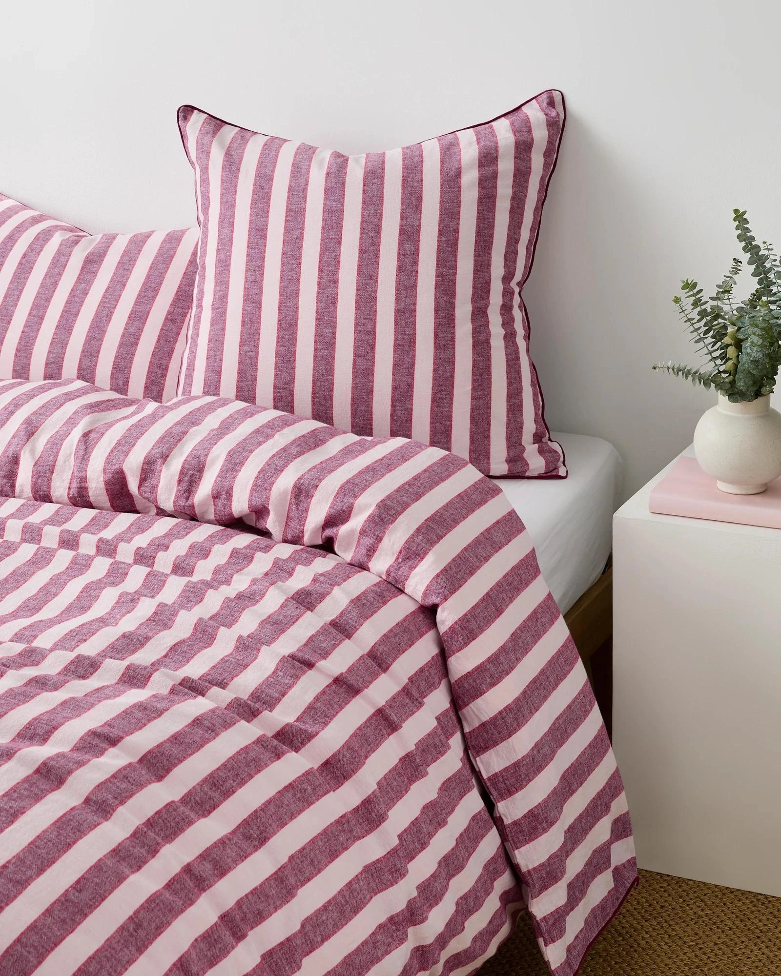 1 Target Reid Stripe Linen/Cotton European Pillowcase - Queen Bed - Pink, 1 of 4