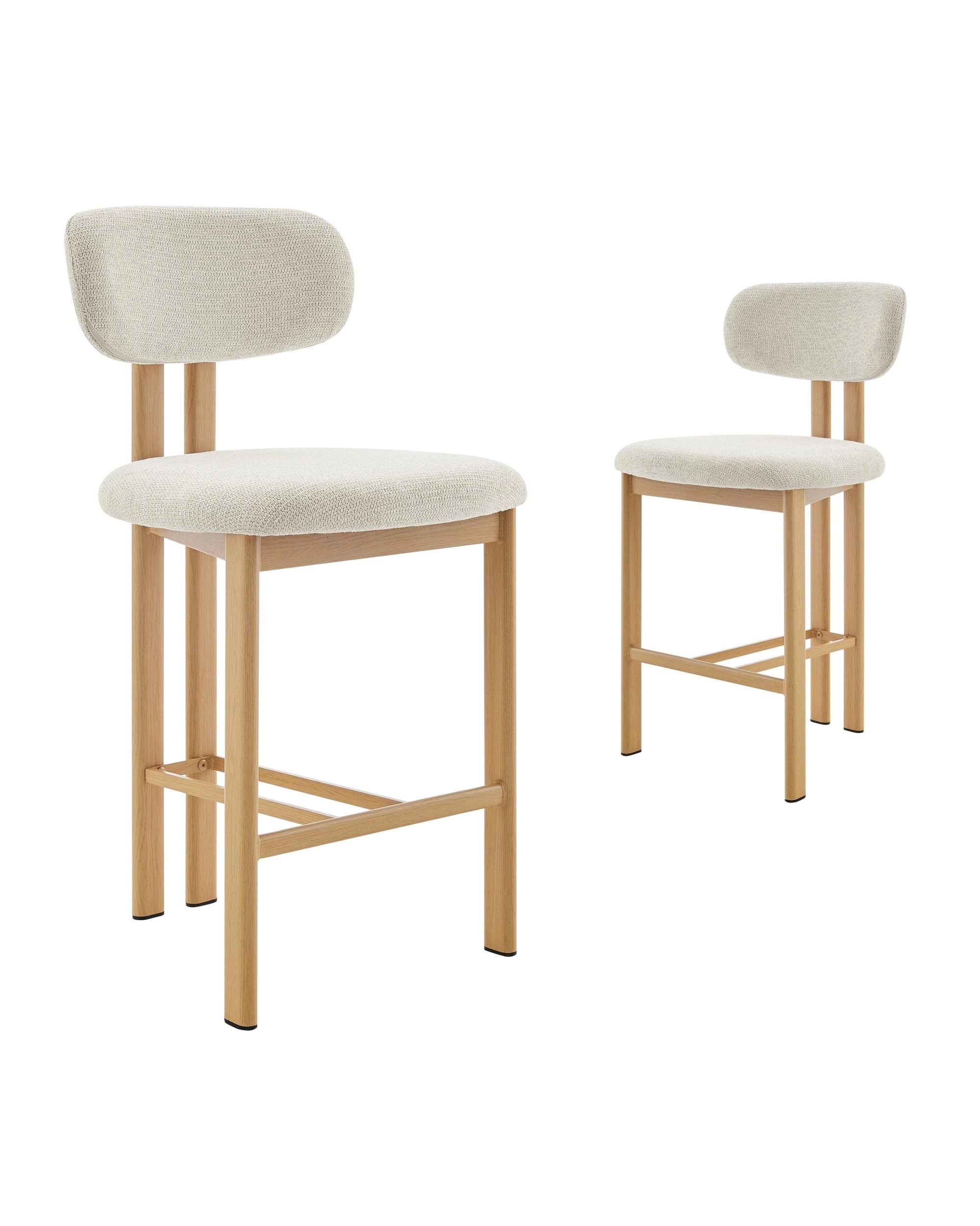 1 Kodu Hilda Dining Stools Pair Set of Two - White, 1 of 10