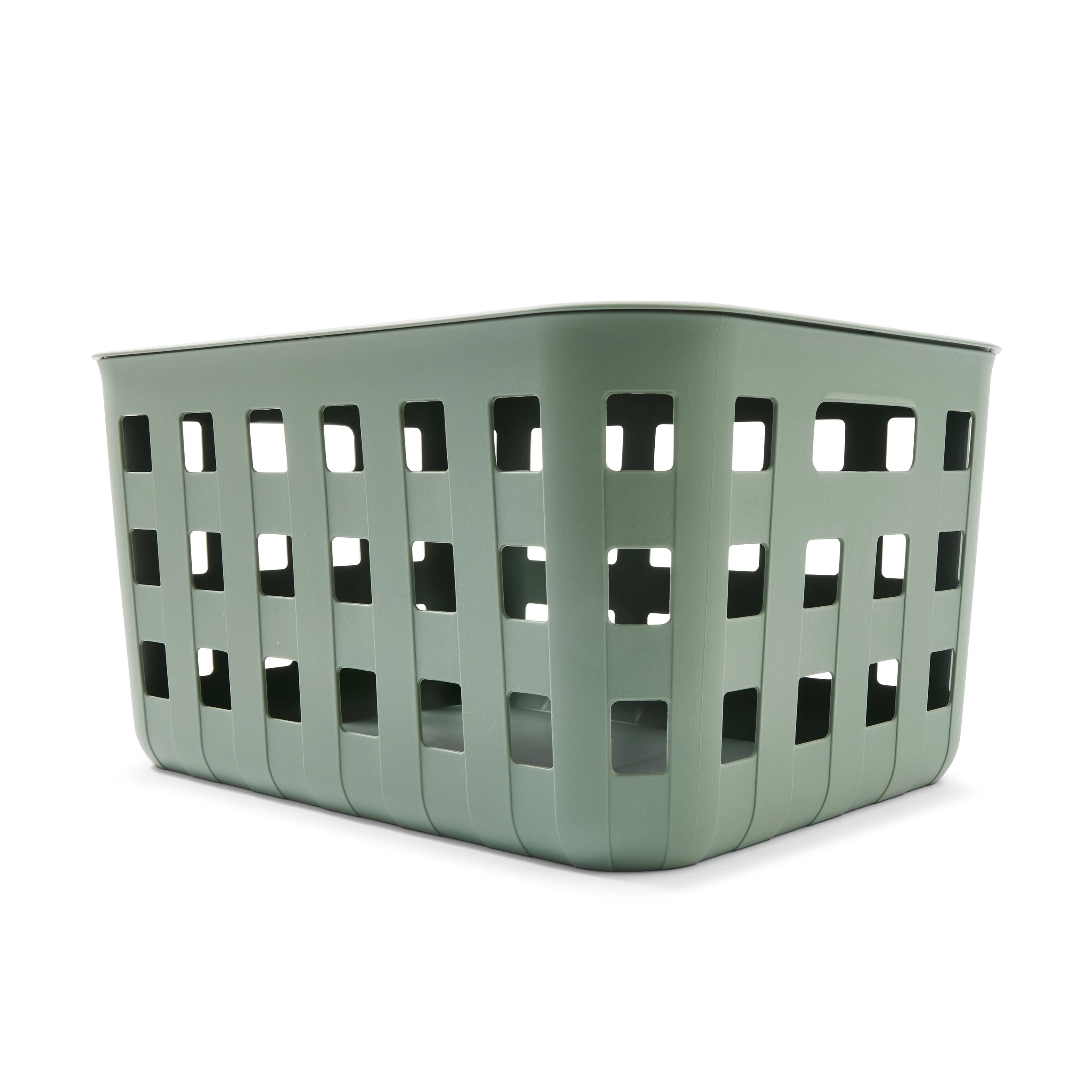 1 28L Rectangle Trellis Basket with Lid - Green, 1 of 9