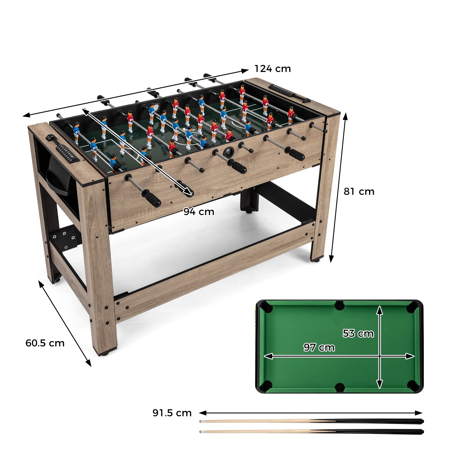 2 Costway Swivel Game Table Multi Game Combo Billiard Arcade Sports Table Foosball Table - Black, 2 of 2