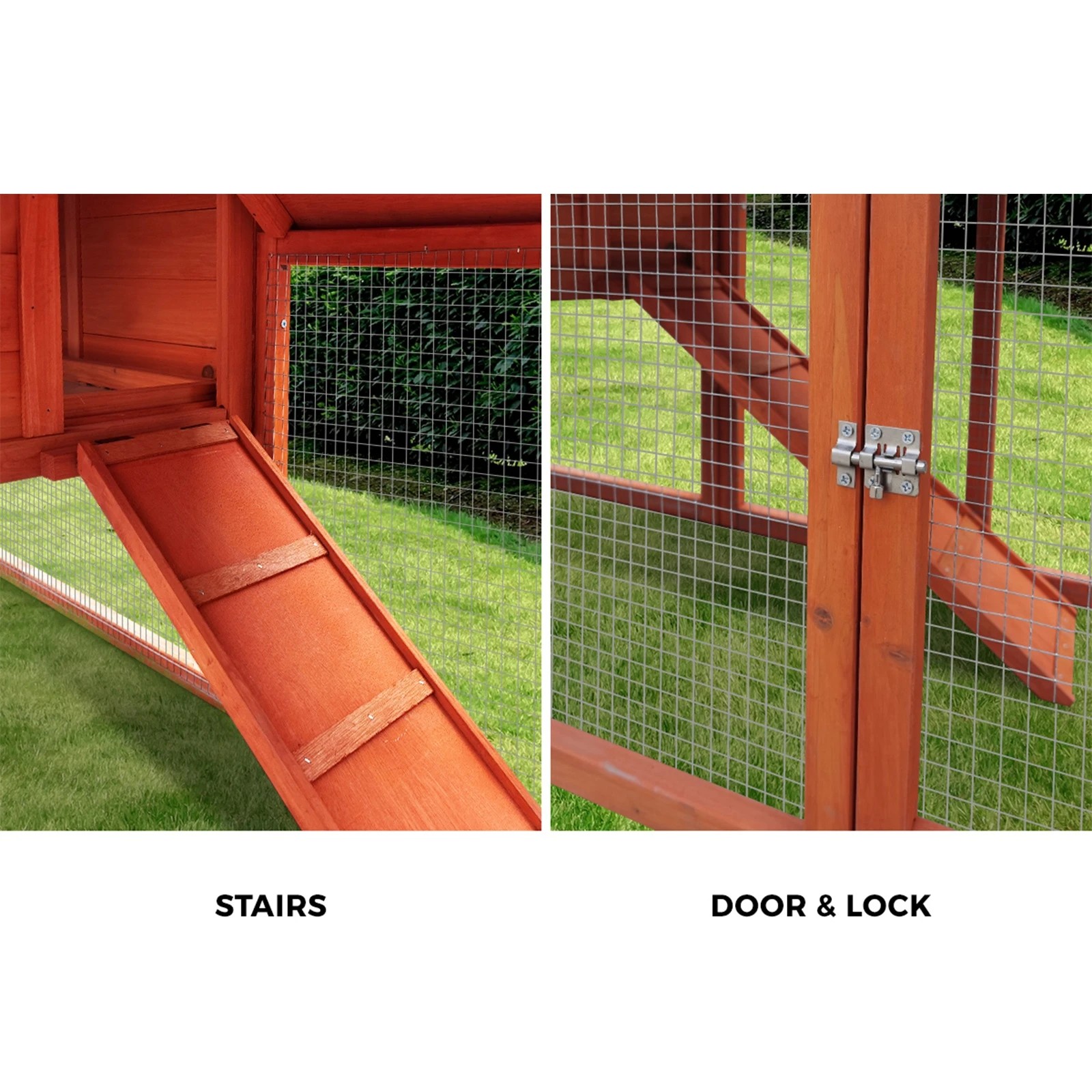 6 Alopet Rabbit Hutch Chicken Coop Bunny House Run Cage Wooden Outdoor Pet Hutch - Natural, 6 of 10