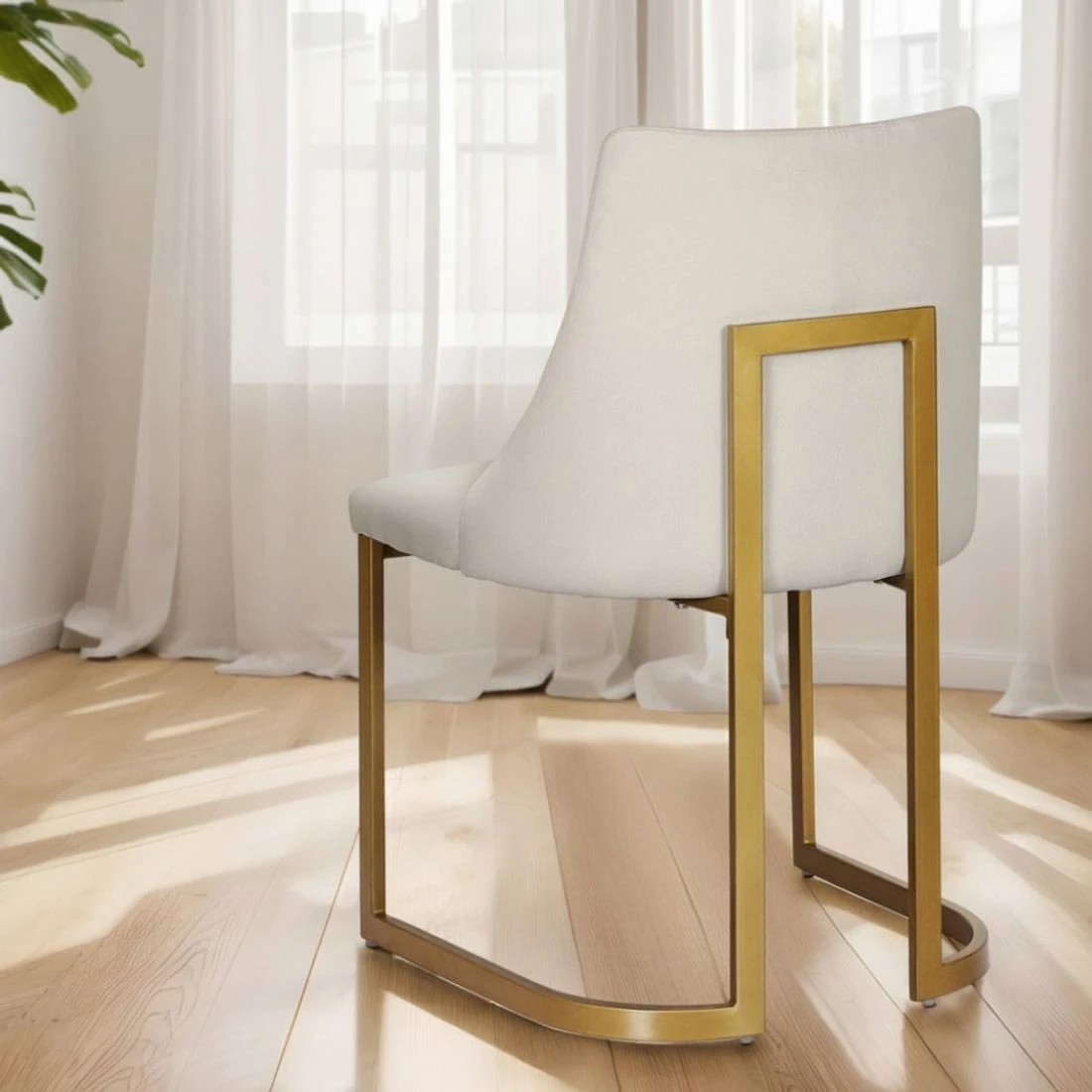 4 Artiss Dining Chairs Set of 4 Linen Fabric Frame - White, 4 of 5