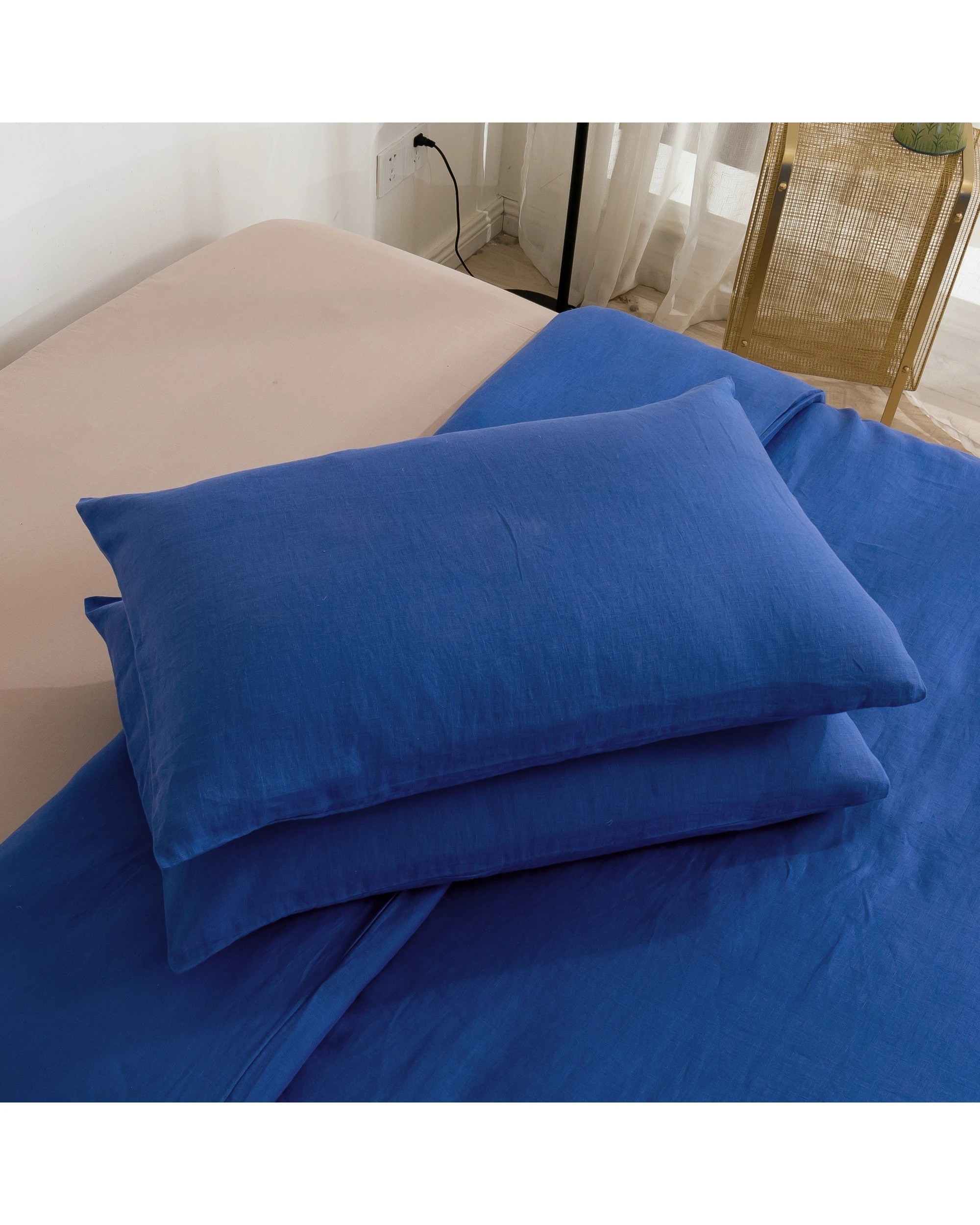 7 Natural Home 100% European Flax Linen Sheet Set - Single Bed - Deep Blue, 7 of 10