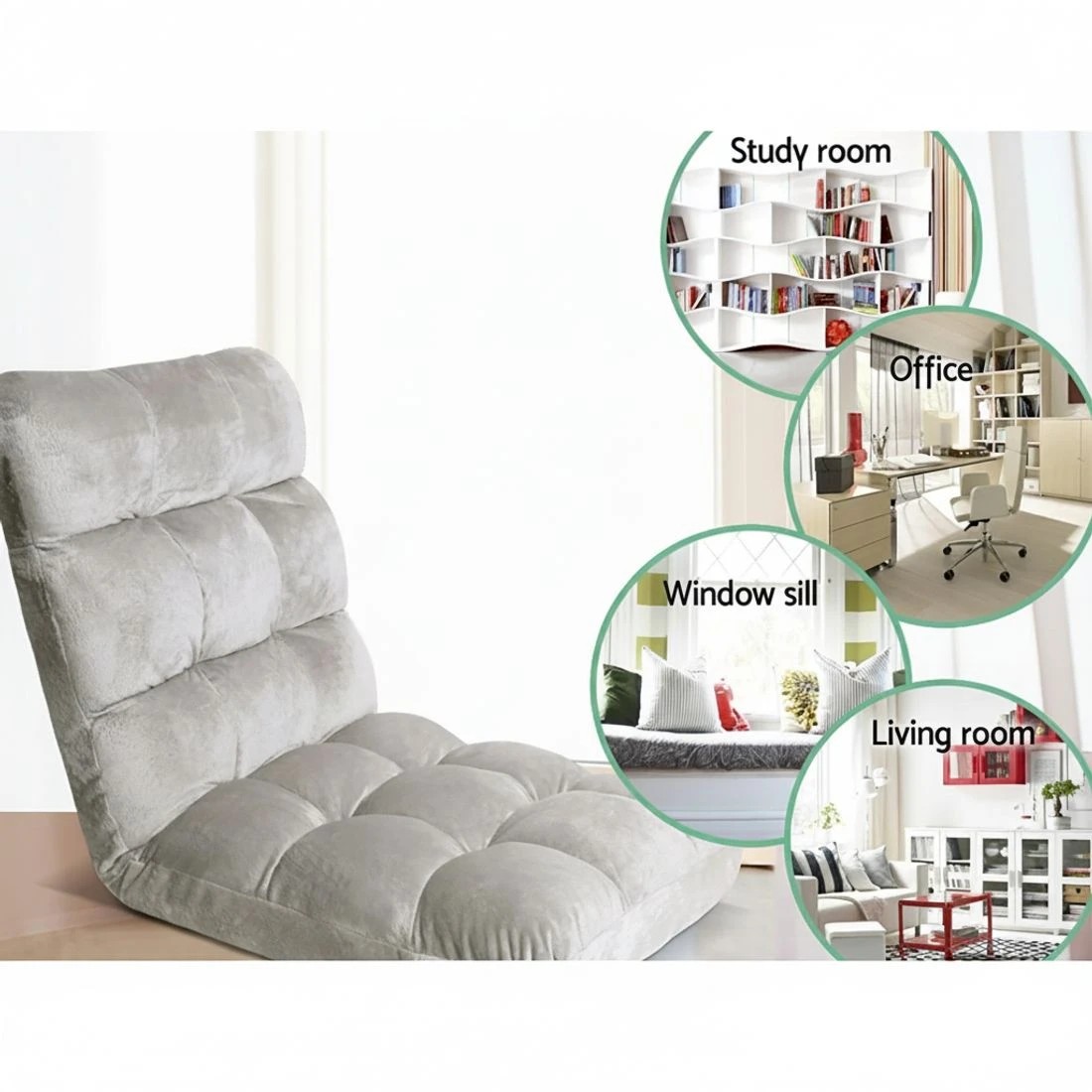 5 Artiss 4X Lounge Sofa Bed Flannel Fabric - Grey, 5 of 9
