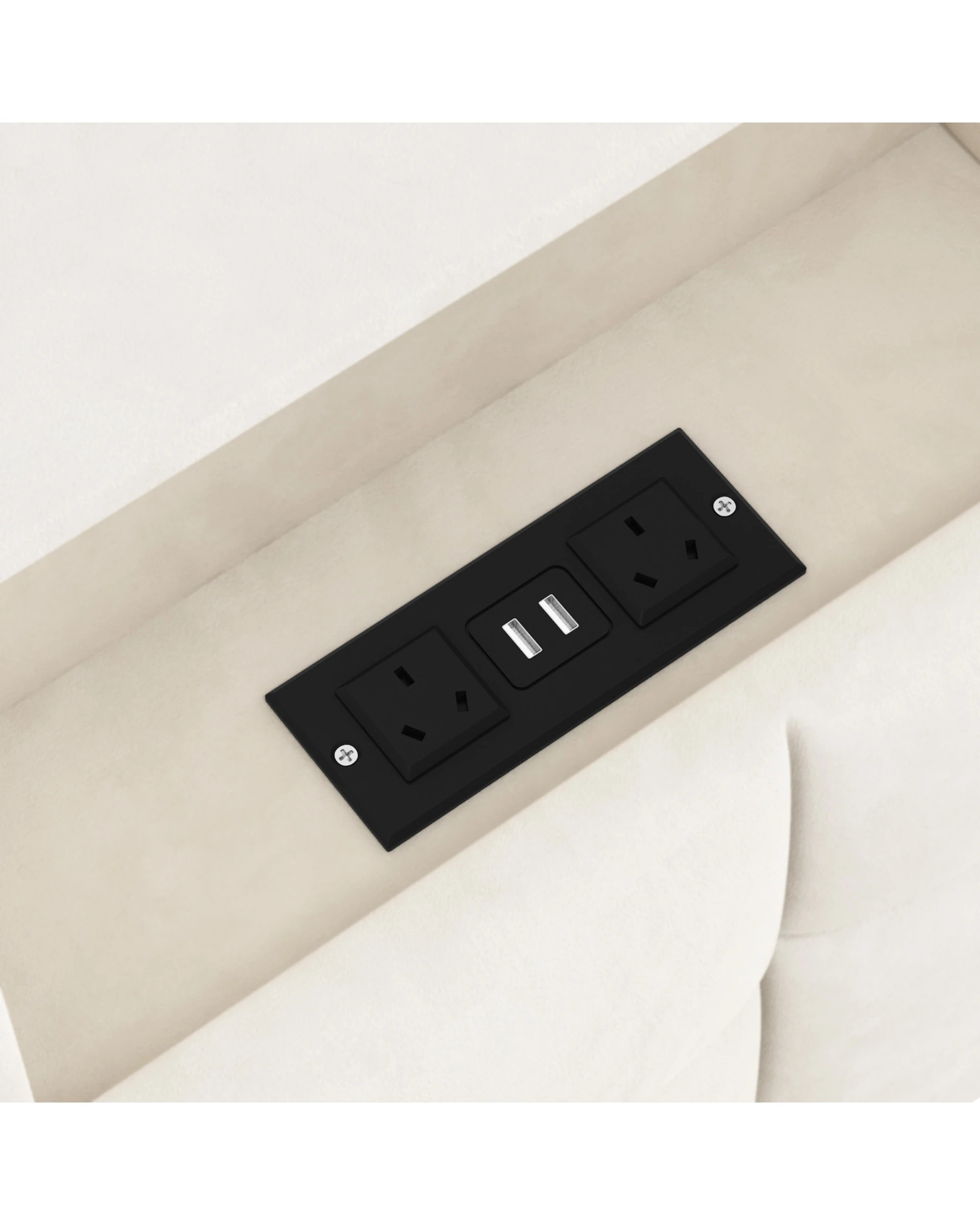 4 Advwin Queen Velvet Floating Bed Frame with LED Lights and Charging Station - Beige, 4 of 7
