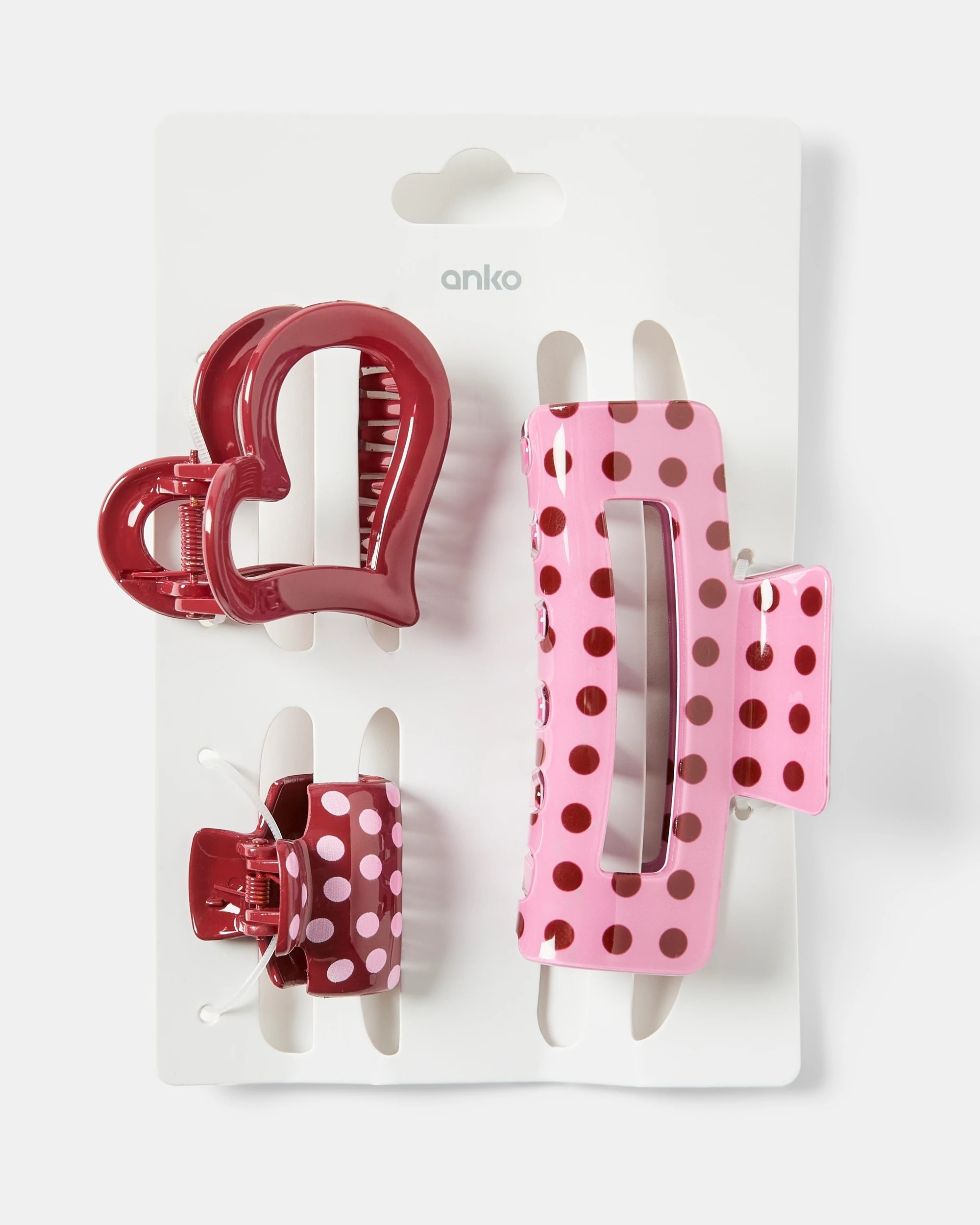 3 3 Pack Polka Dot Claw Hair Clips, 3 of 3